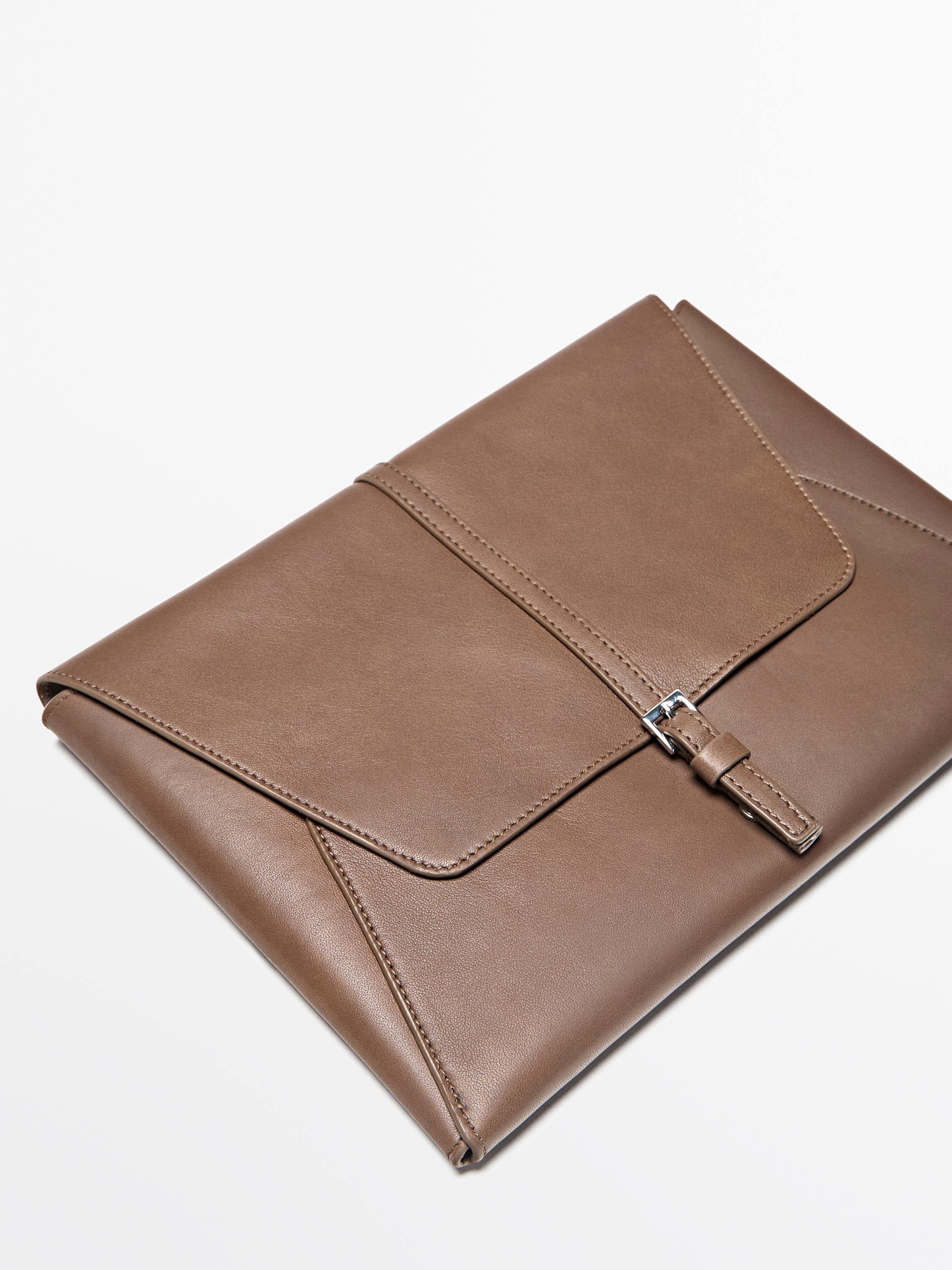 Nappa leather iPad case — MOLE BROWN