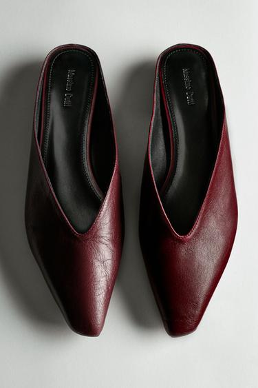 Soft leather mules — BURGUNDY 1