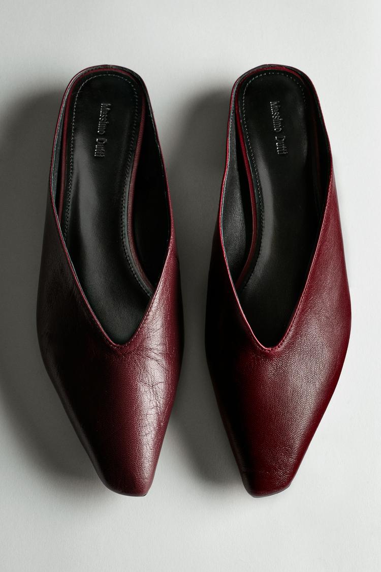 Soft leather mules — BURGUNDY