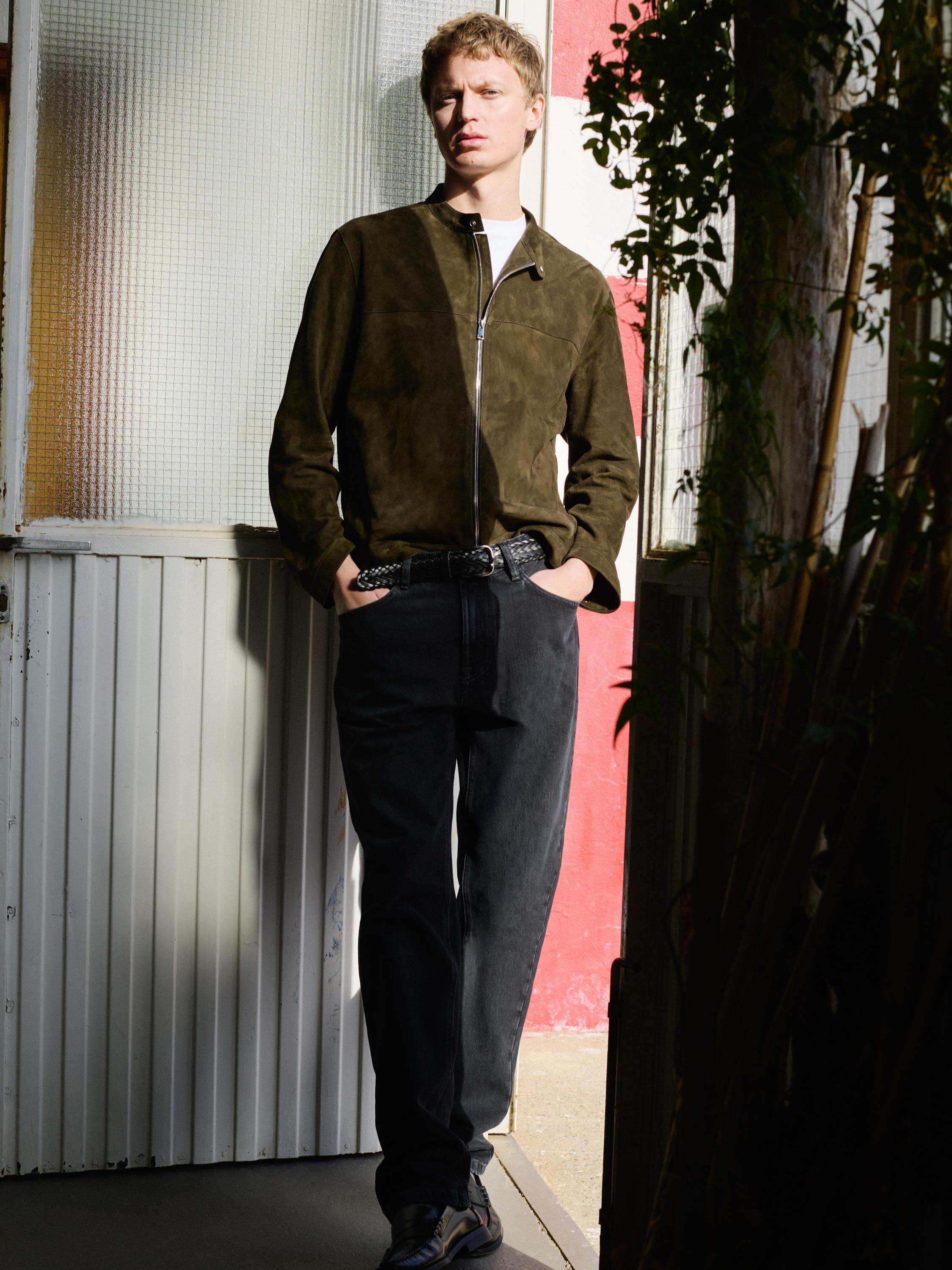 Suede leather jacket — KHAKI