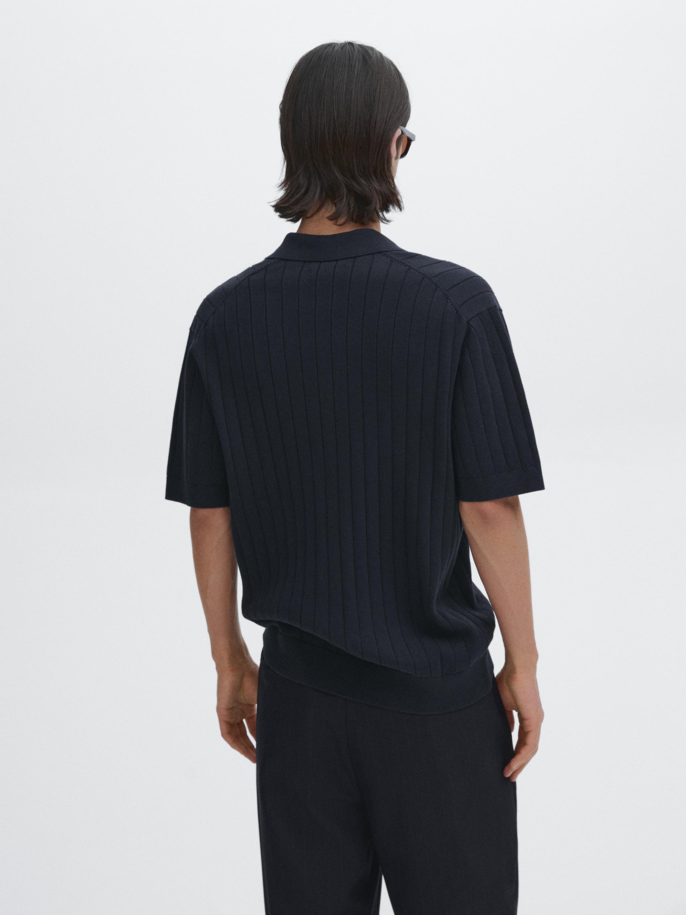 V-neck cotton polo sweater with trims