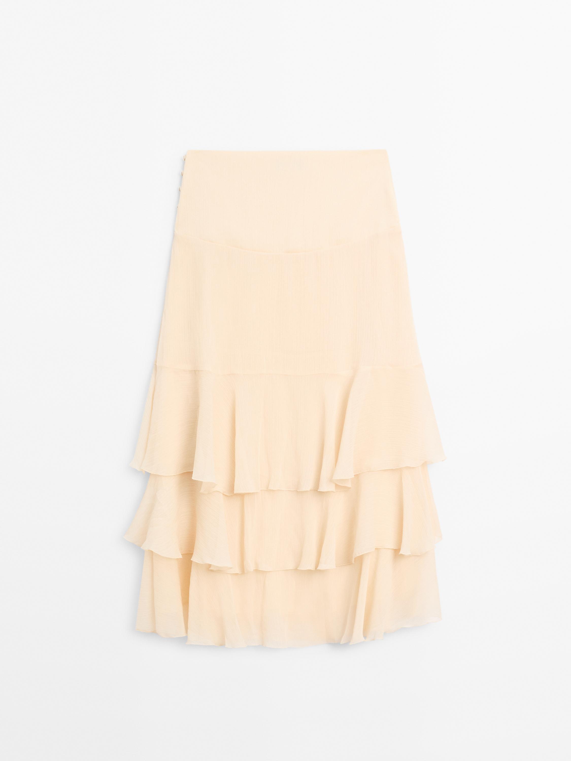 Long ruffled skirt with sash