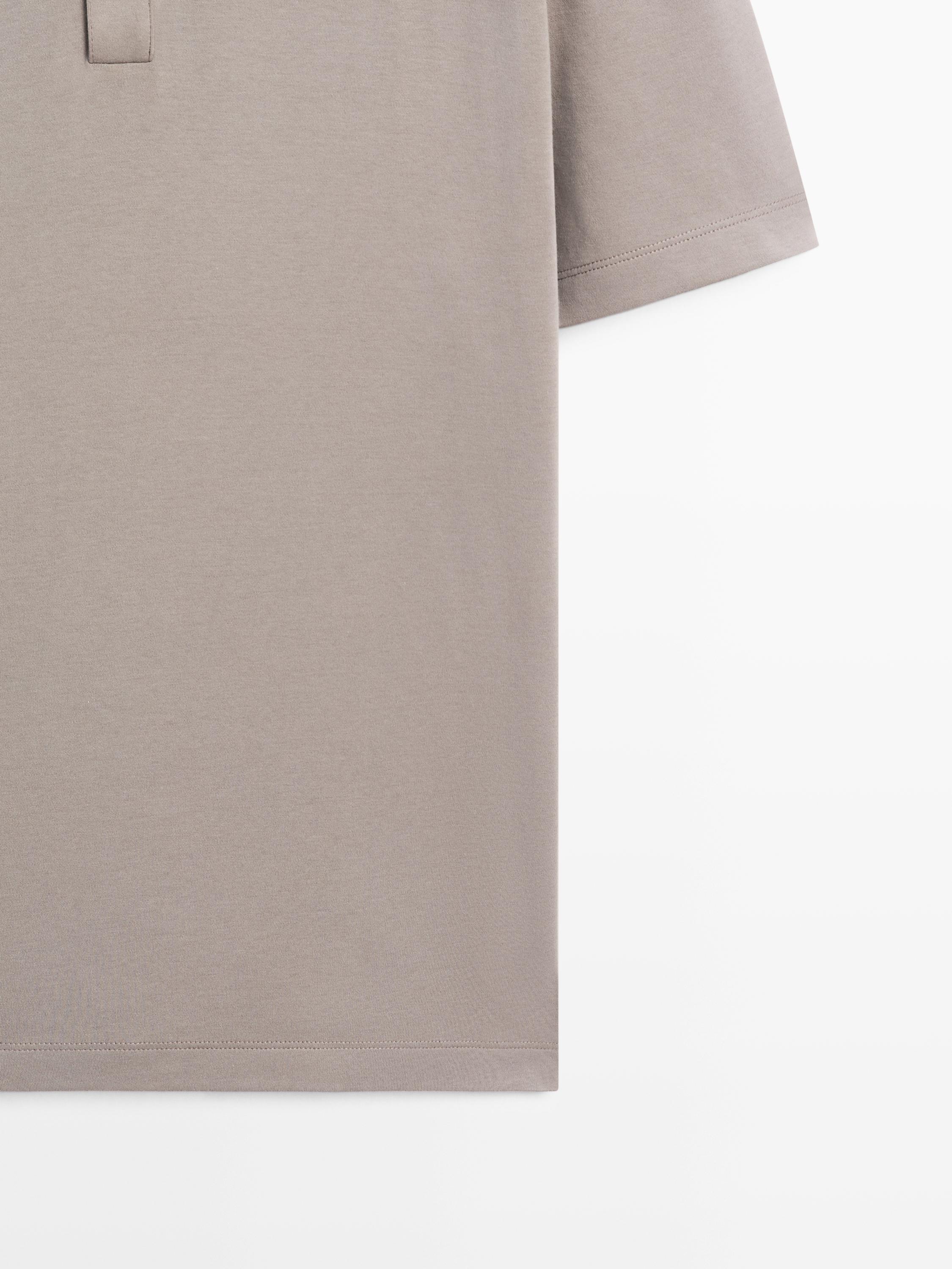 Short sleeve cotton polo shirt — PALE OCHRE
