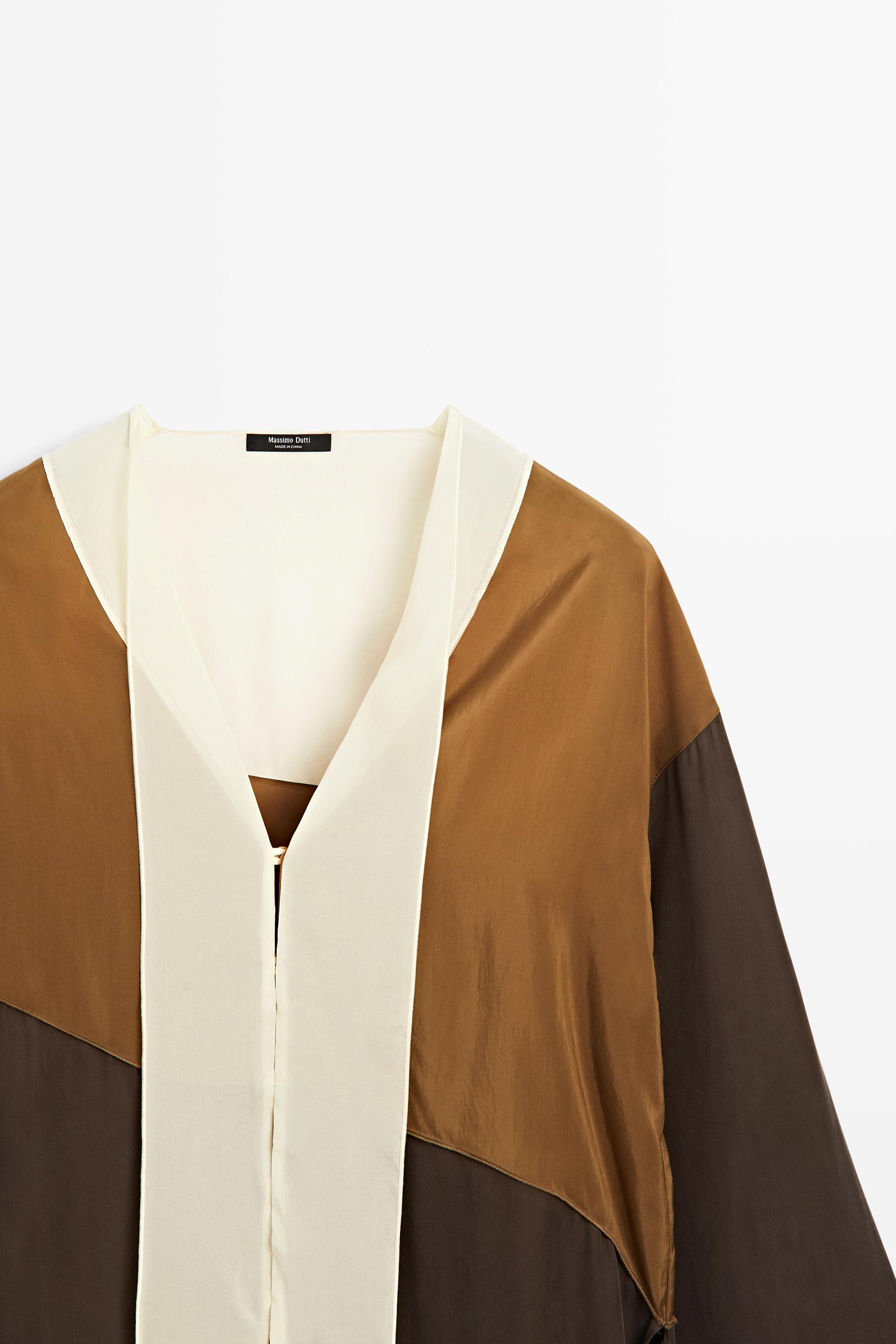 Tricolor flowing shirt — Chocolate