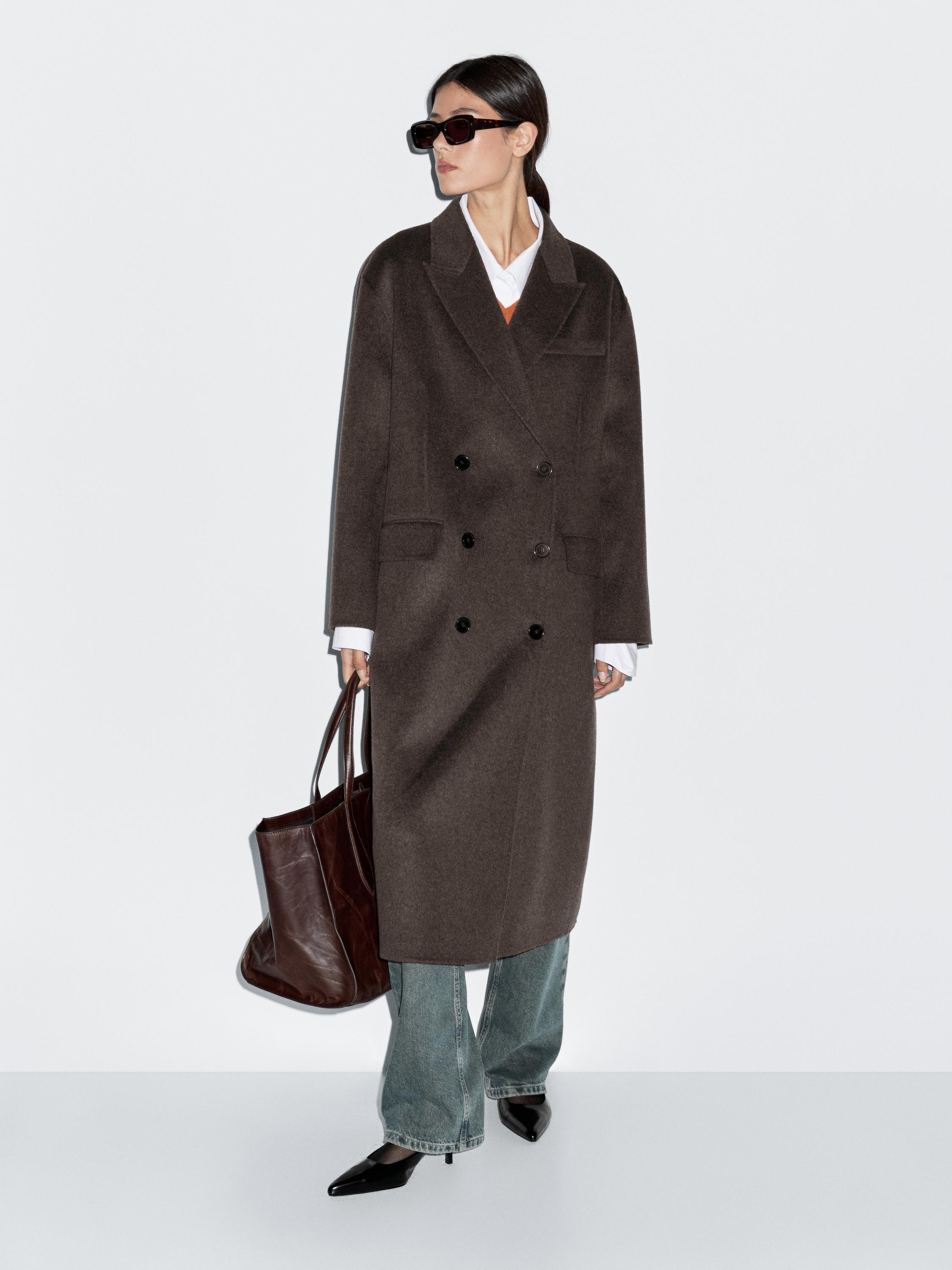 Long wool blend surplice coat