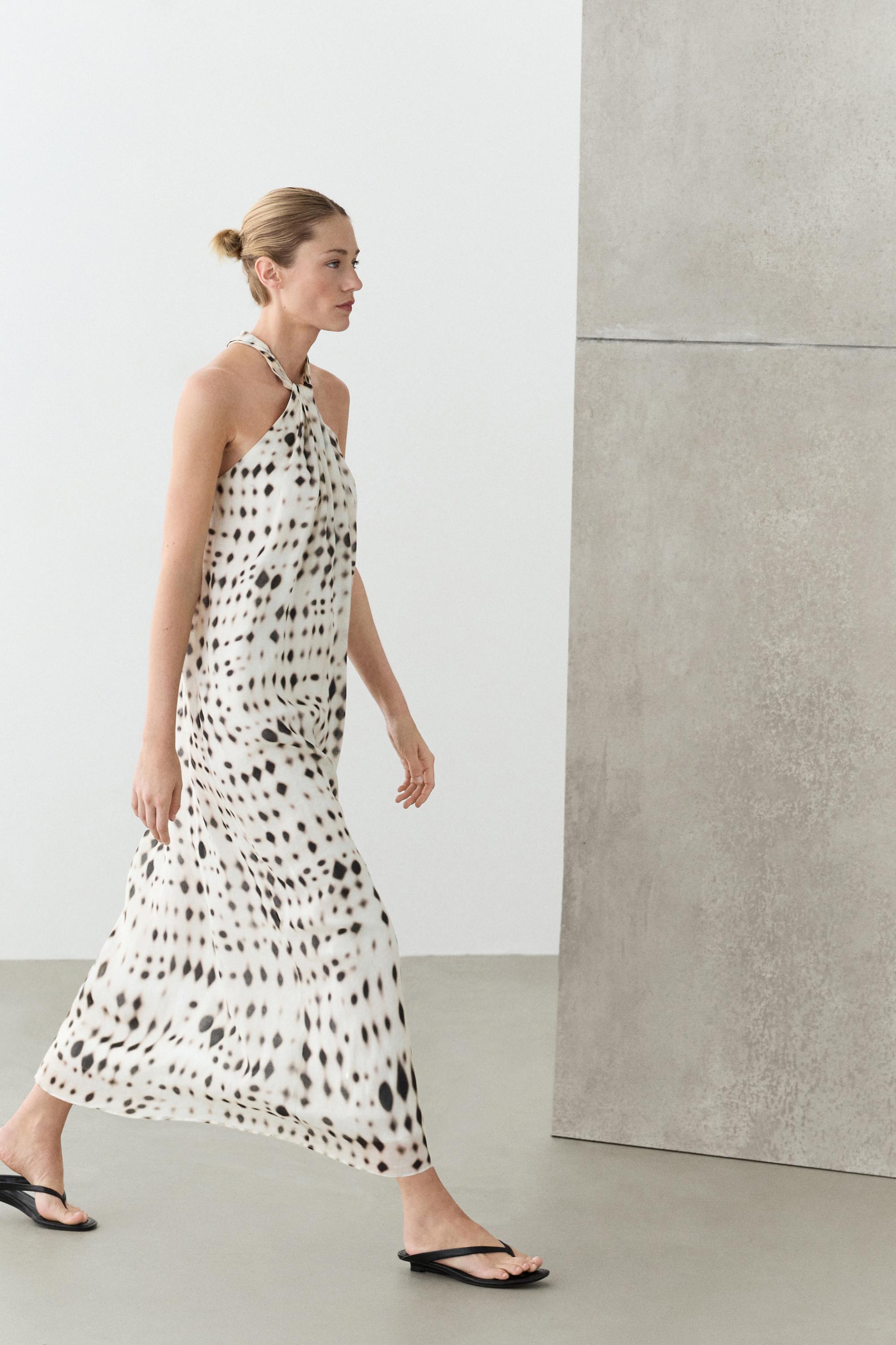 Printed halter dress — Off white