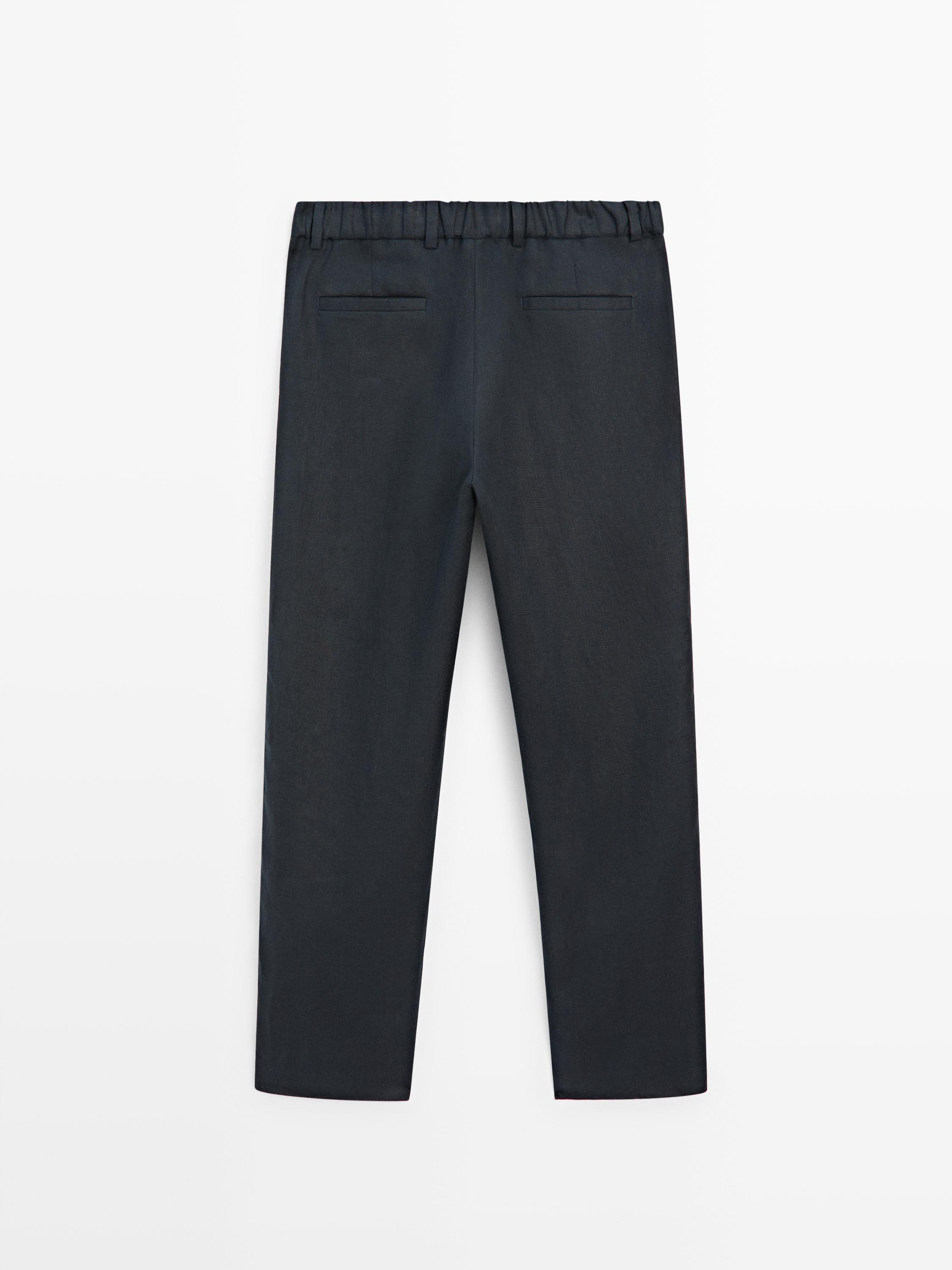 Lightweight 100% linen trousers — NAVY BLUE