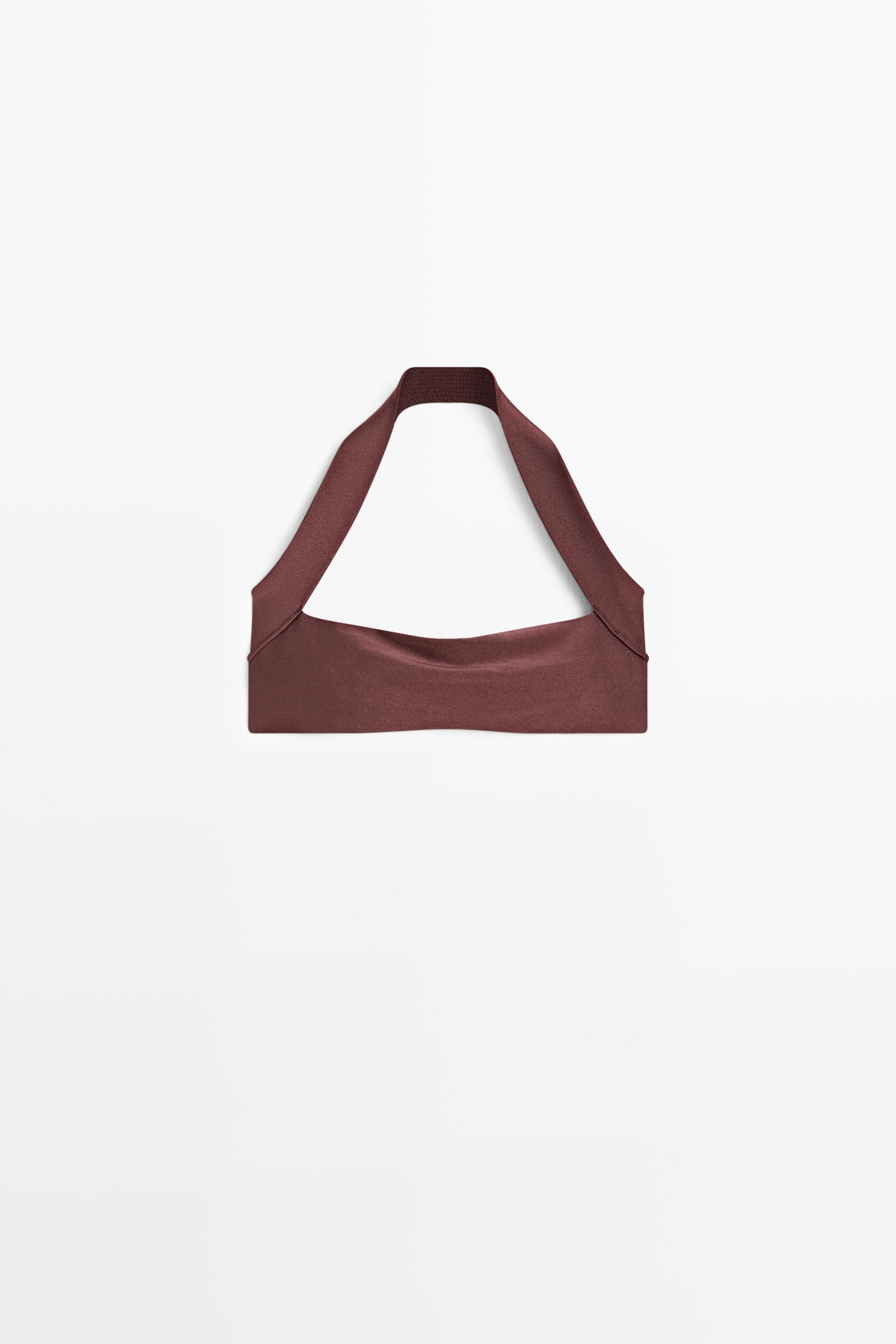 Shimmery halter bikini top — BROWN