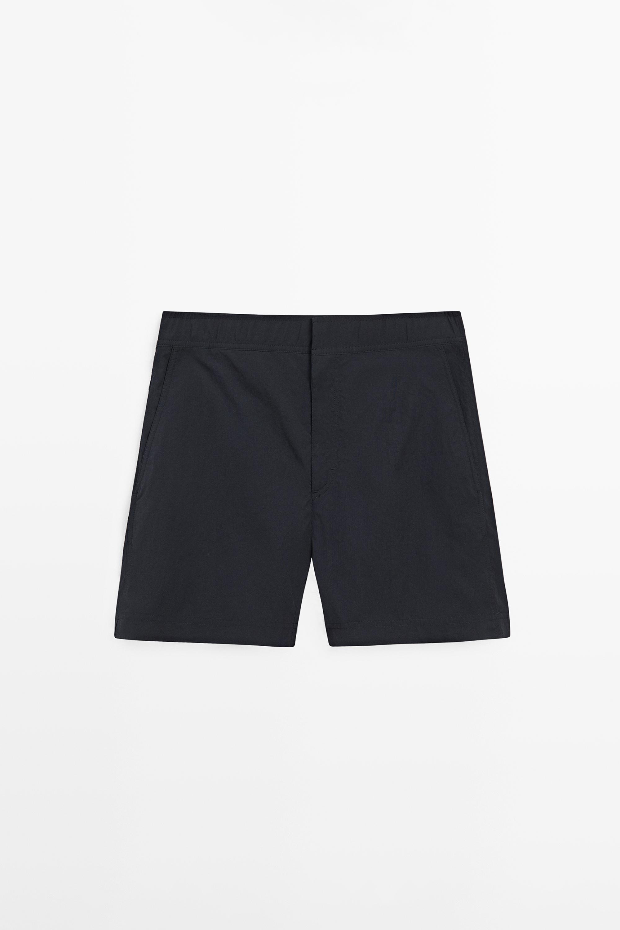 Plain swimming trunks with waist detail — NAVY BLUE