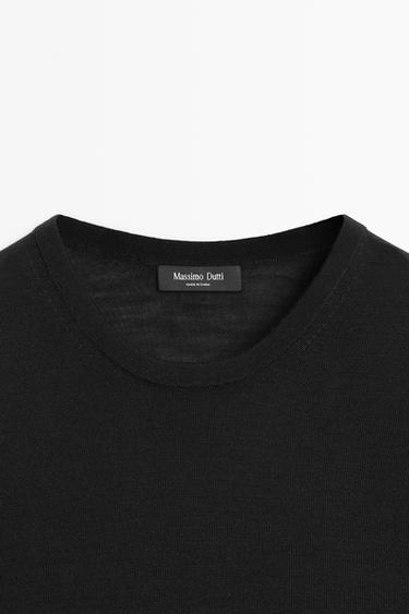 Wool-blend short-sleeve knit sweater — BLACK 9
