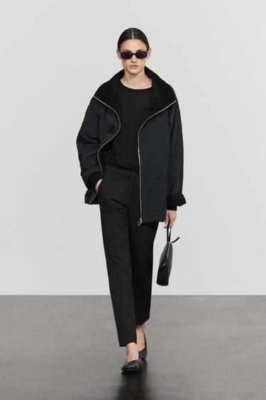 Quilted corduroy-collar parka — NAVY BLUE 1