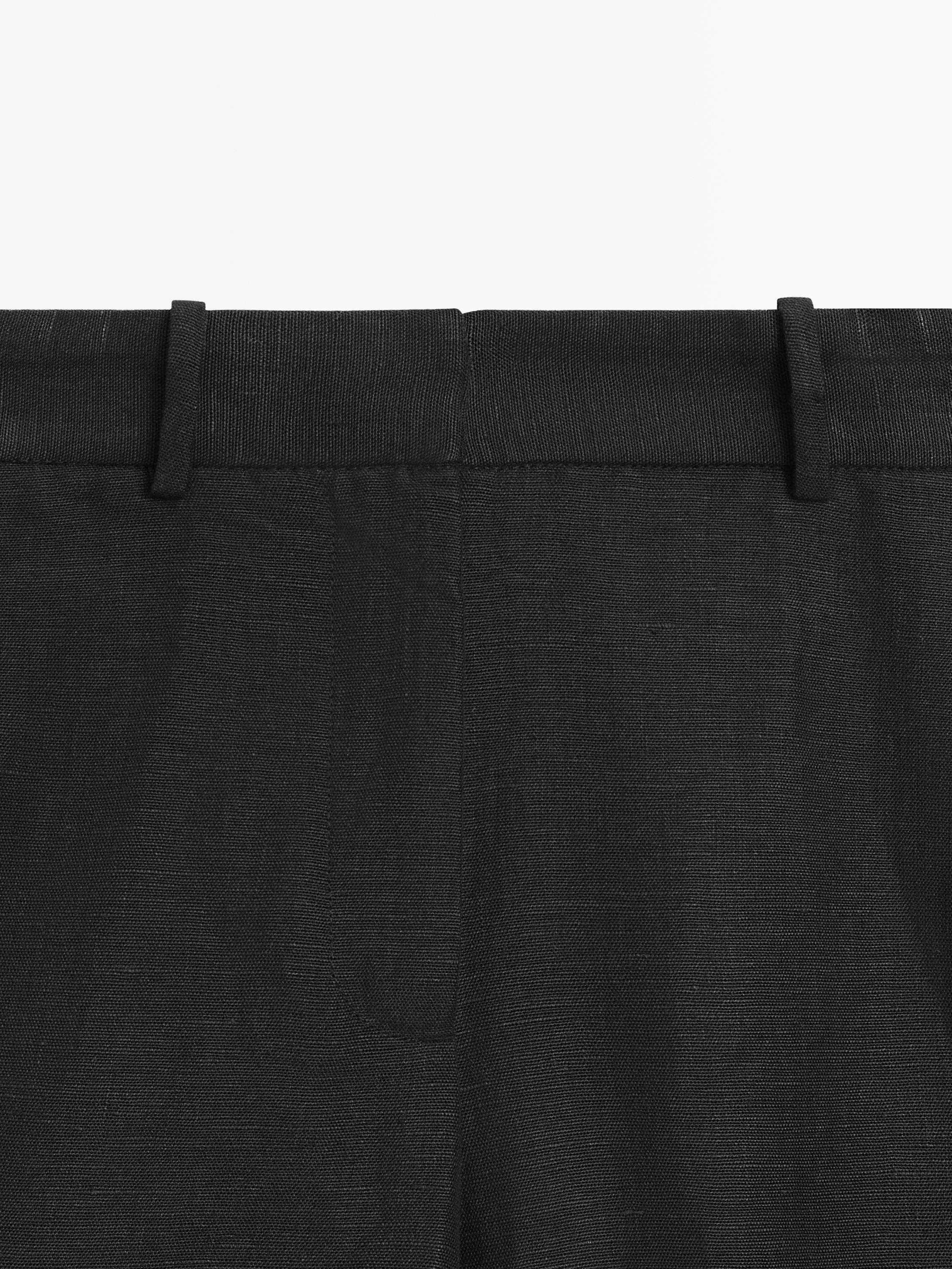 Long linen Bermuda shorts — BLACK