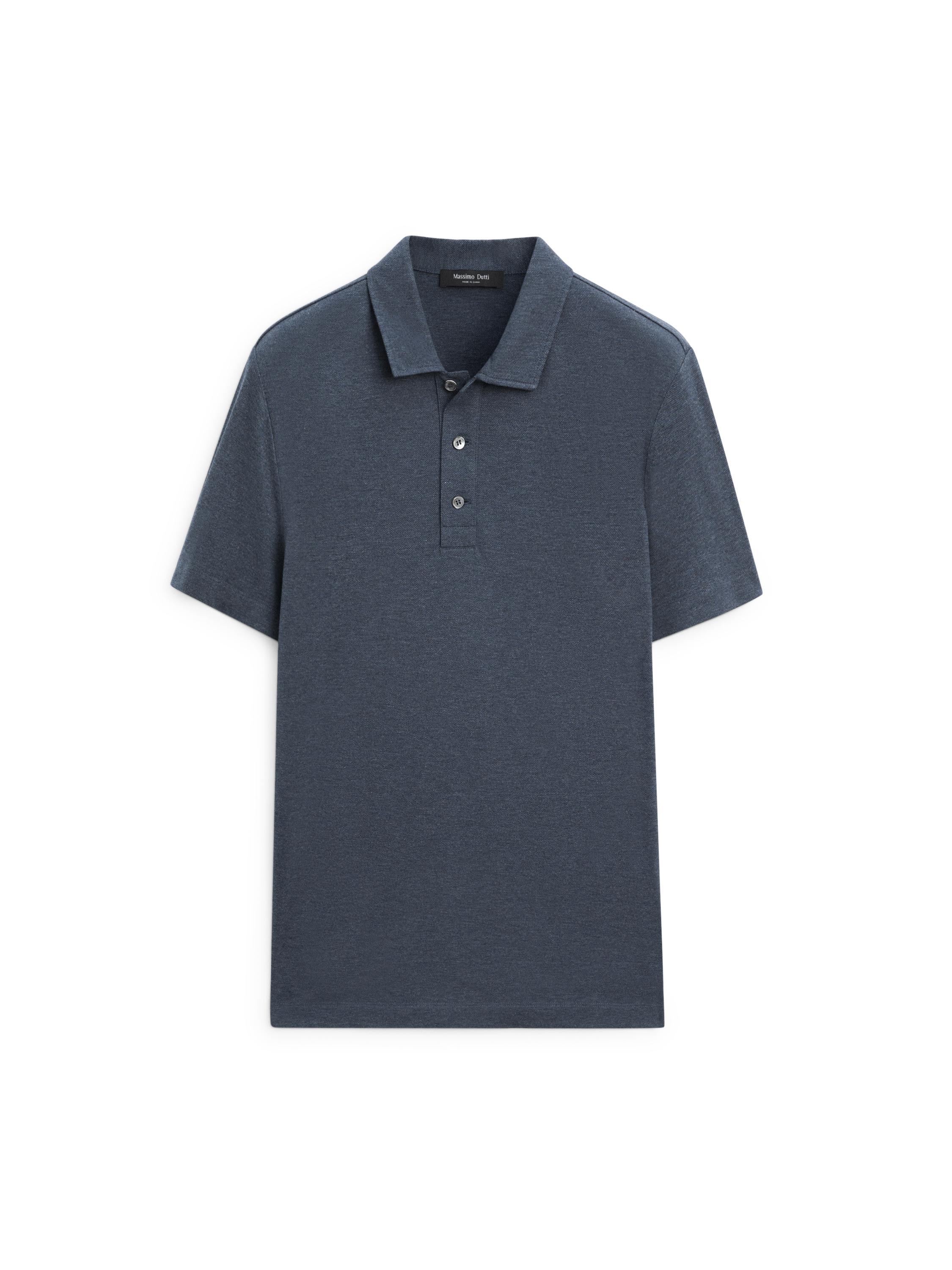 Short sleeve cotton polo shirt — INDIGO