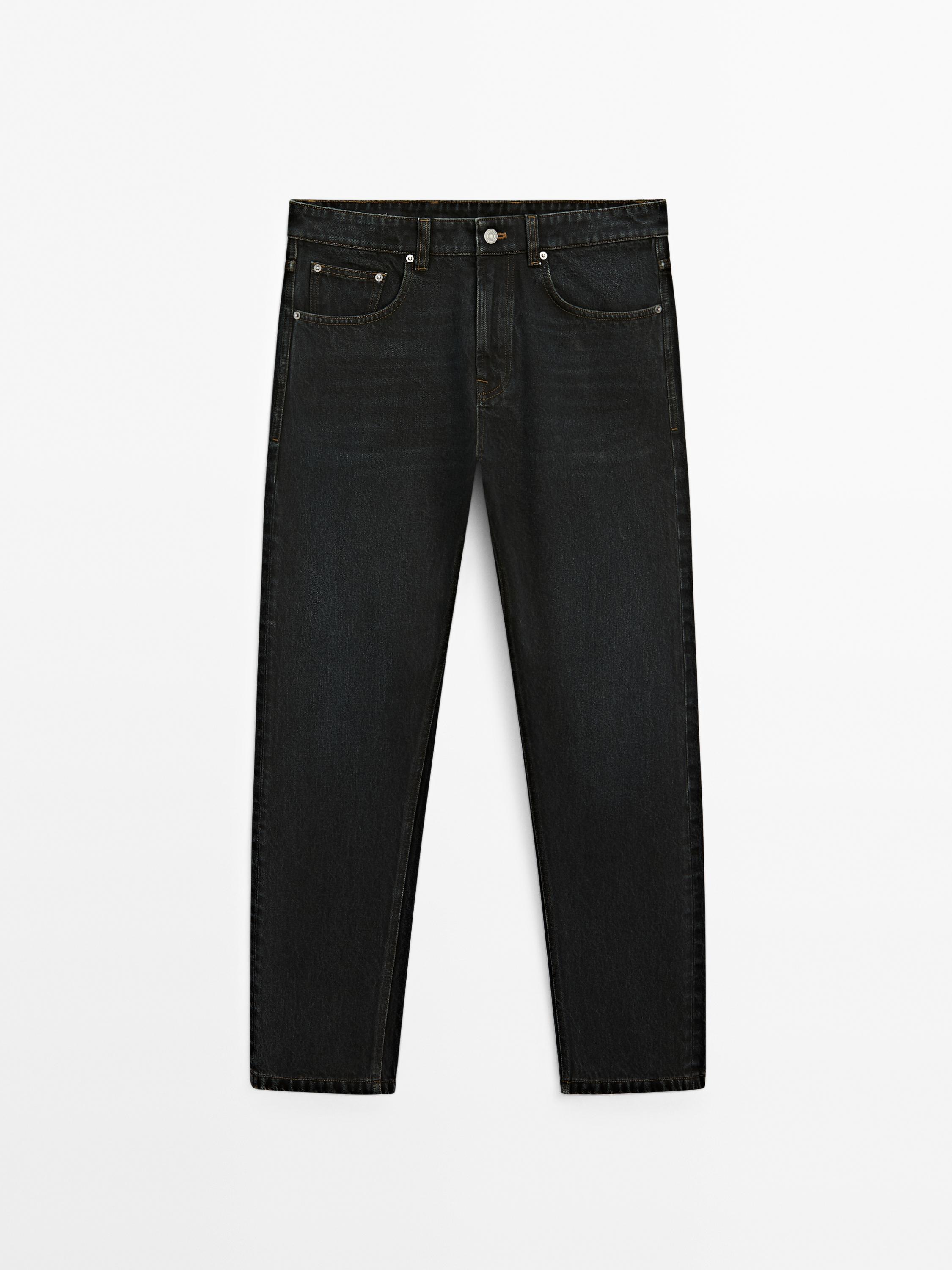 Regular fit overdyed cotton jeans