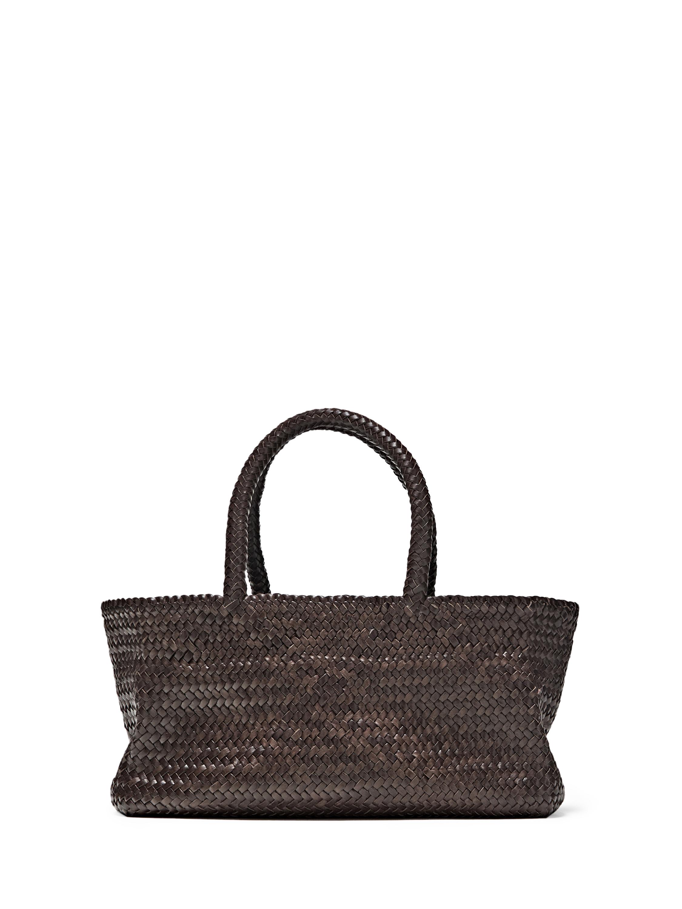 Medium braided nappa leather tote bag — BROWN