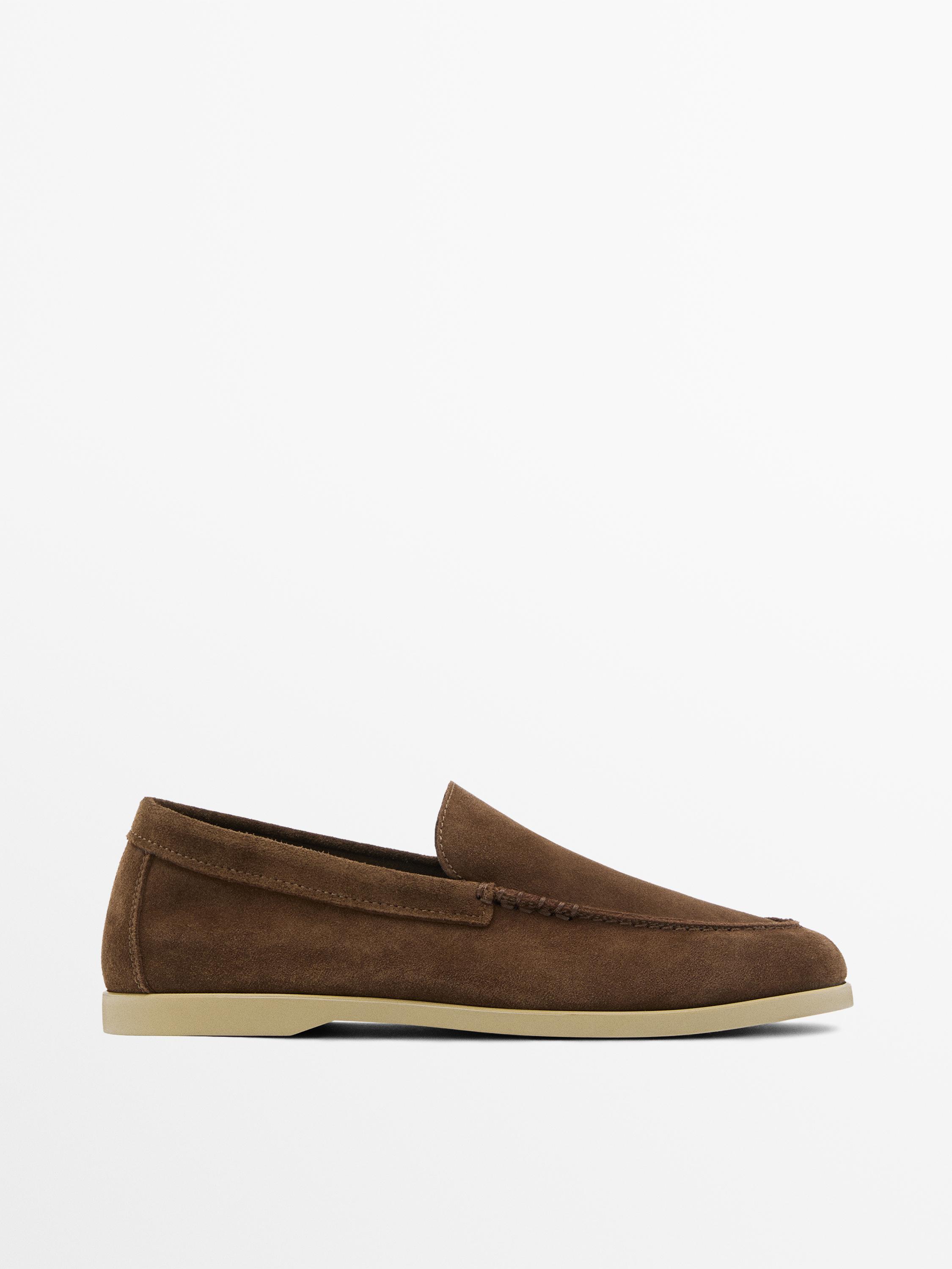 Soft split leather loafers