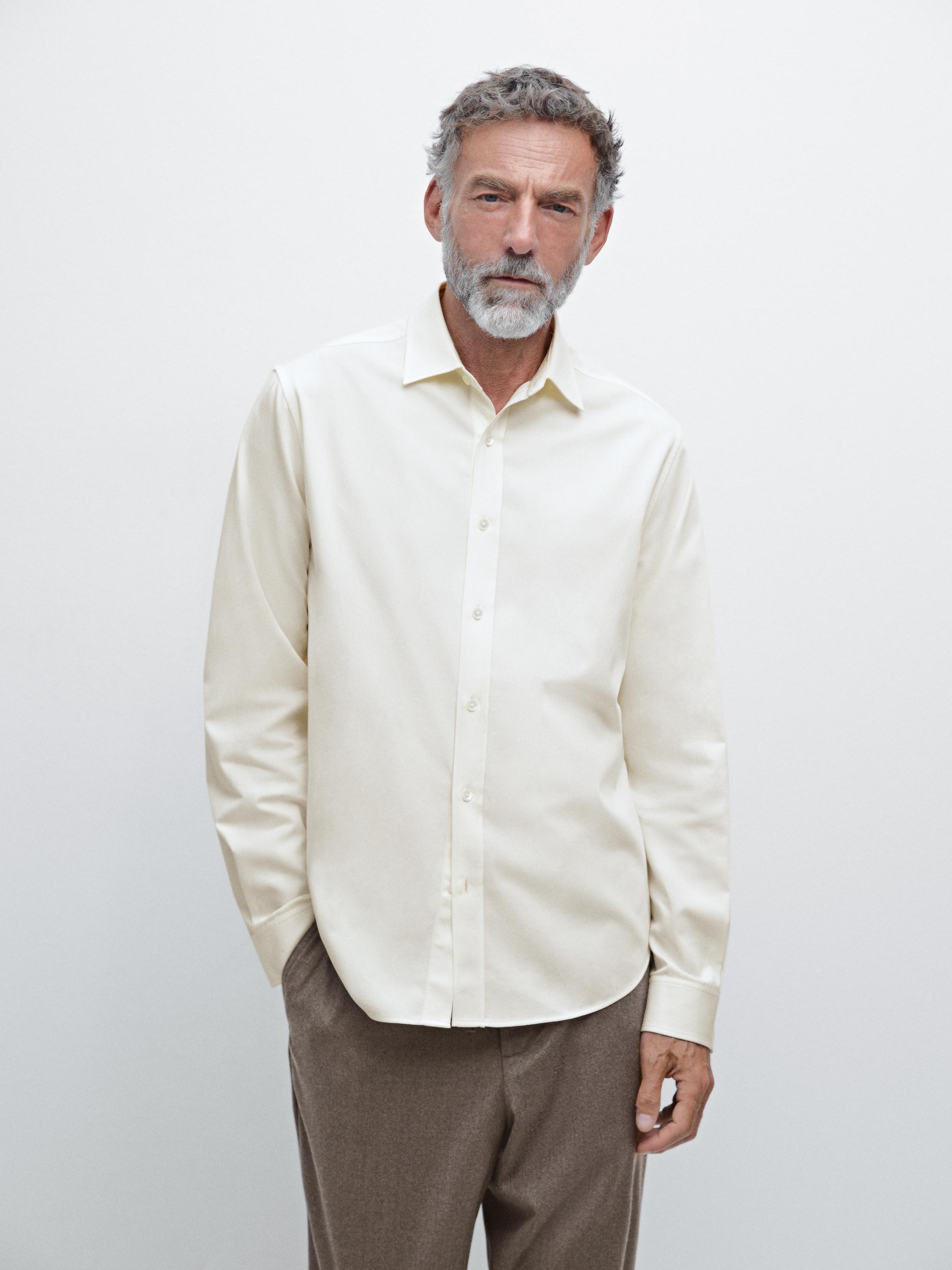 Regular fit cotton blend shirt