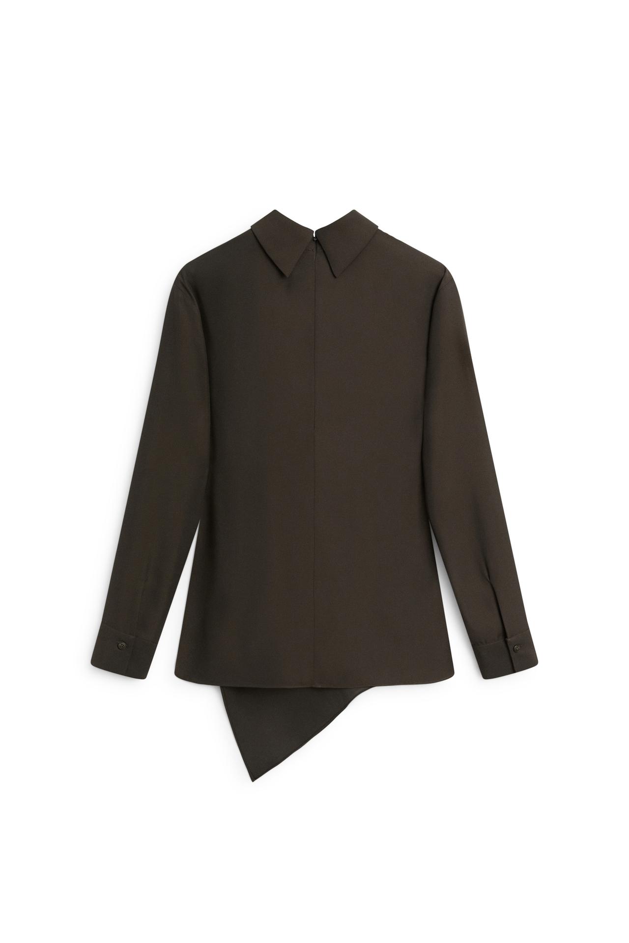 Flowing high neck asymmetric blouse - LIMITED EDITION — Greyish green