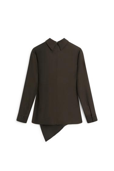 Flowing high neck asymmetric blouse - LIMITED EDITION — Greyish green 7