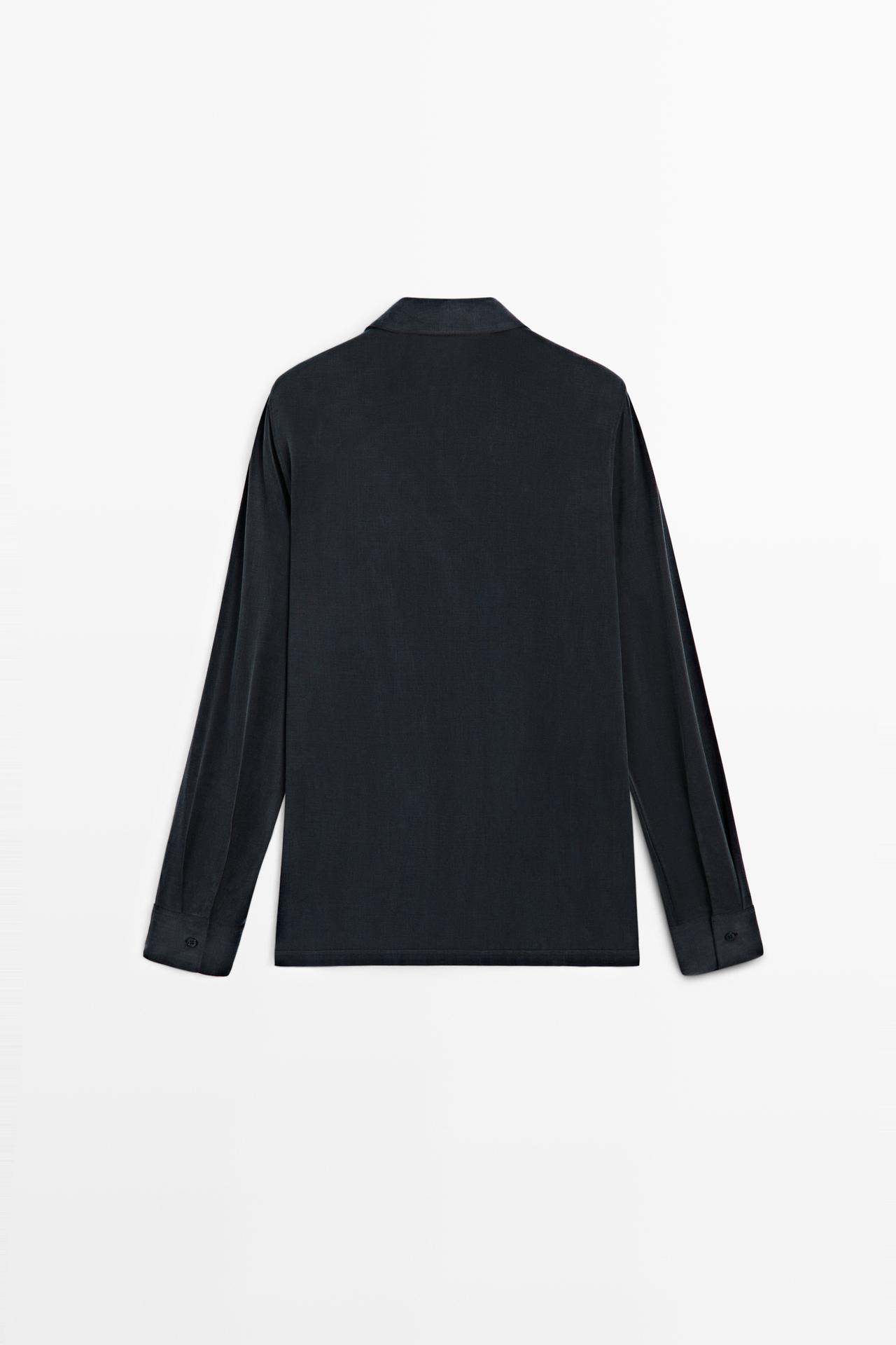 Flowing shirt with shirt collar - STUDIO — BLUE