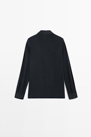 Flowing shirt with shirt collar - STUDIO — BLUE 5