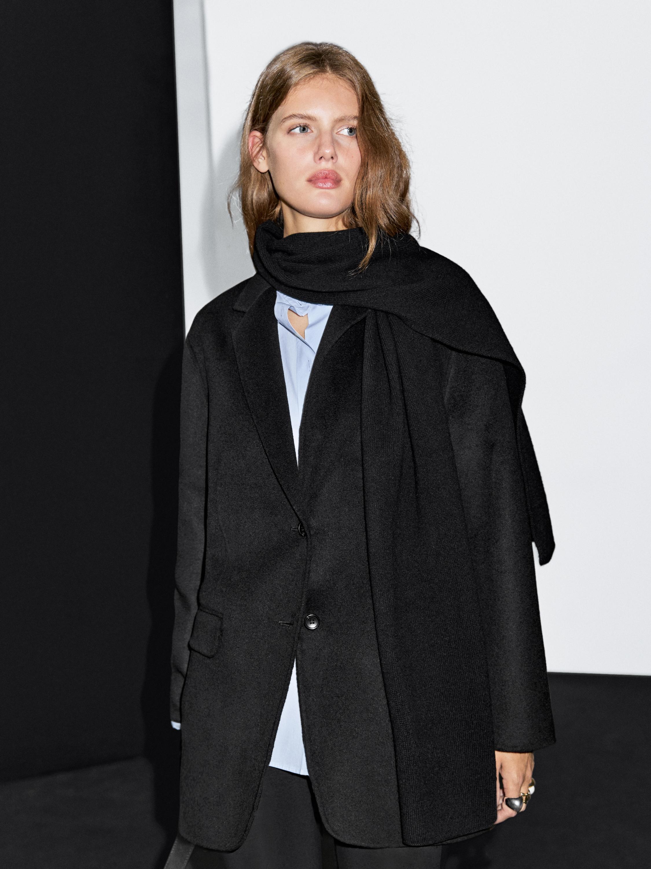 Wool blend blazer with scarf