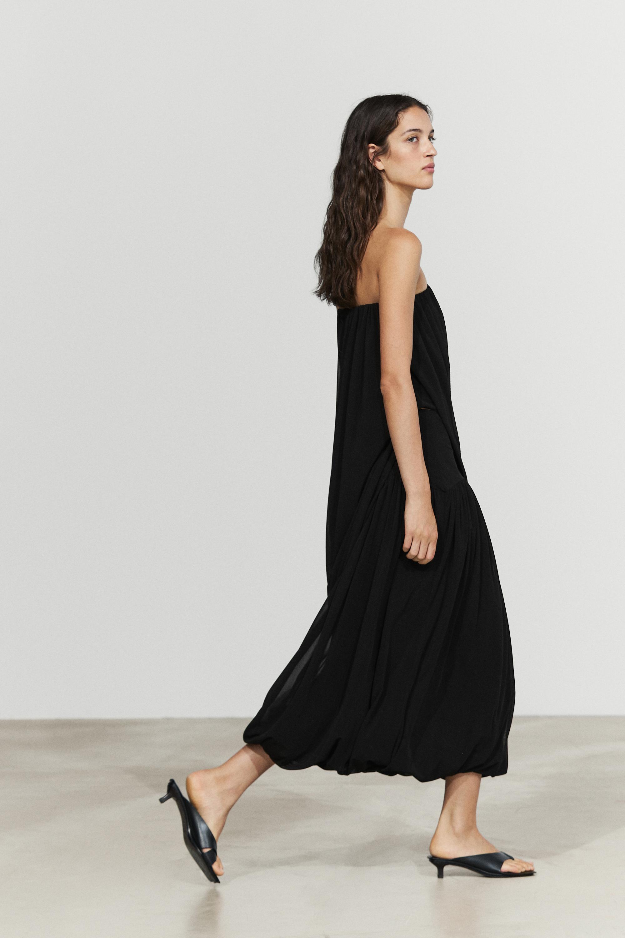 Strapless flowing top — BLACK