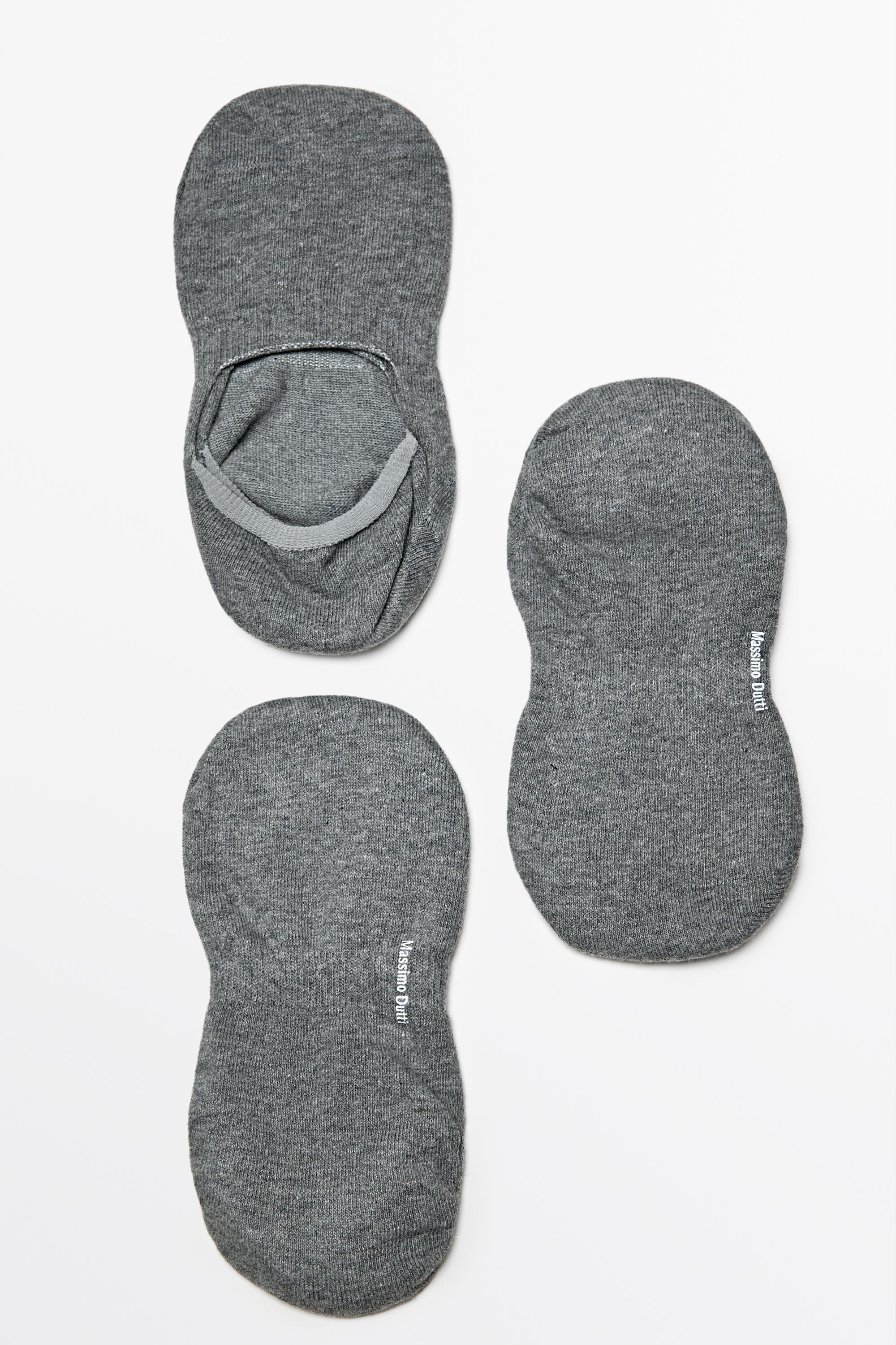 Pack of 3 pairs of no-show cotton blend socks — CHARCOAL