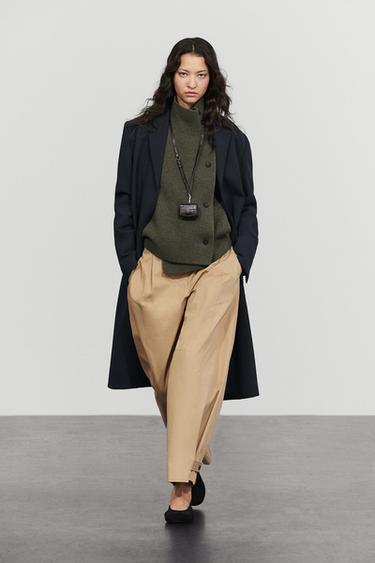 Double-breasted wool-blend knit jacket — Greyish green 1