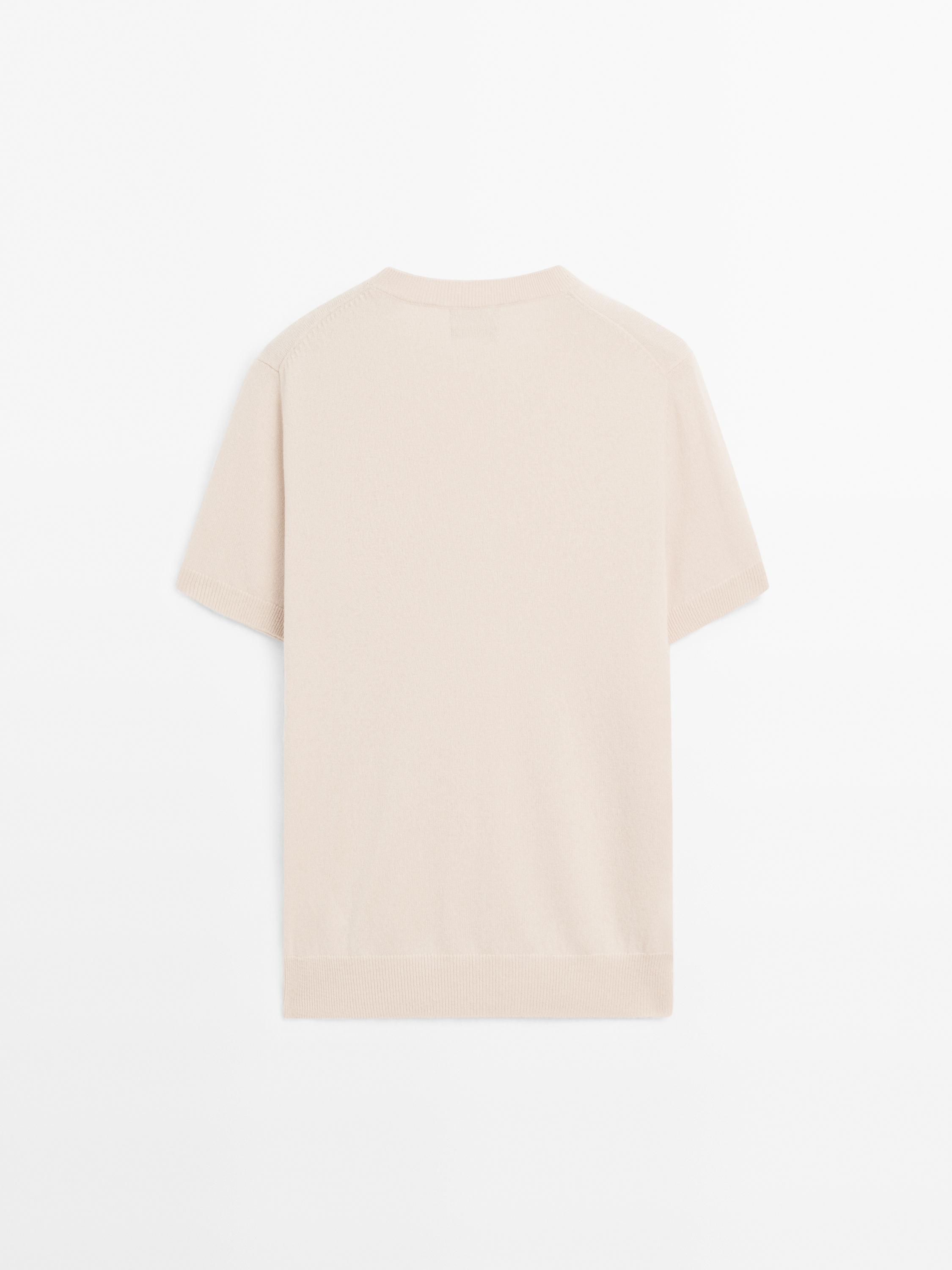 Knit 100% cashmere crew neck sweater — BEIGE