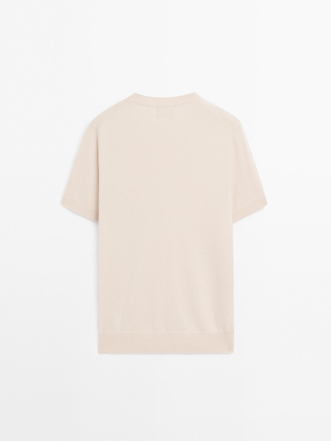Knit 100% cashmere crew neck sweater — BEIGE