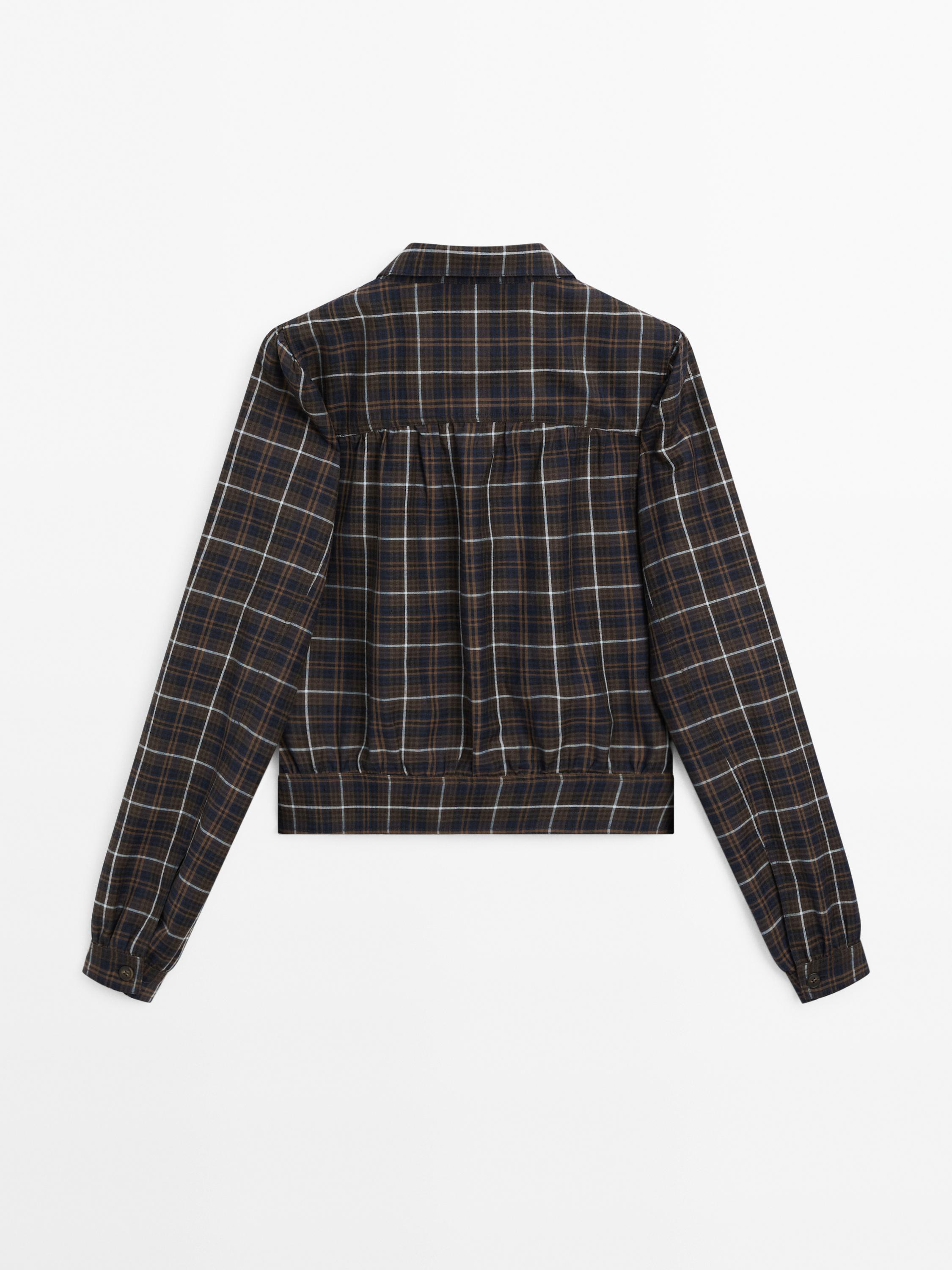 Check shirt with waistband detail