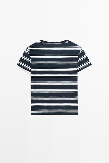 Double-layer striped short sleeve T-shirt — BLUE 6