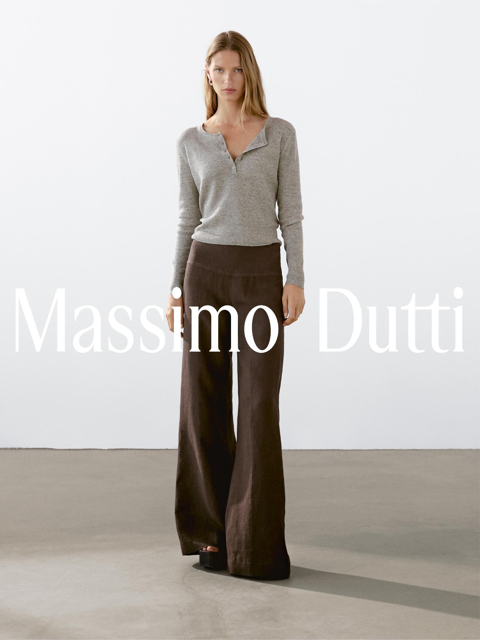 High-waist wide-leg linen trousers