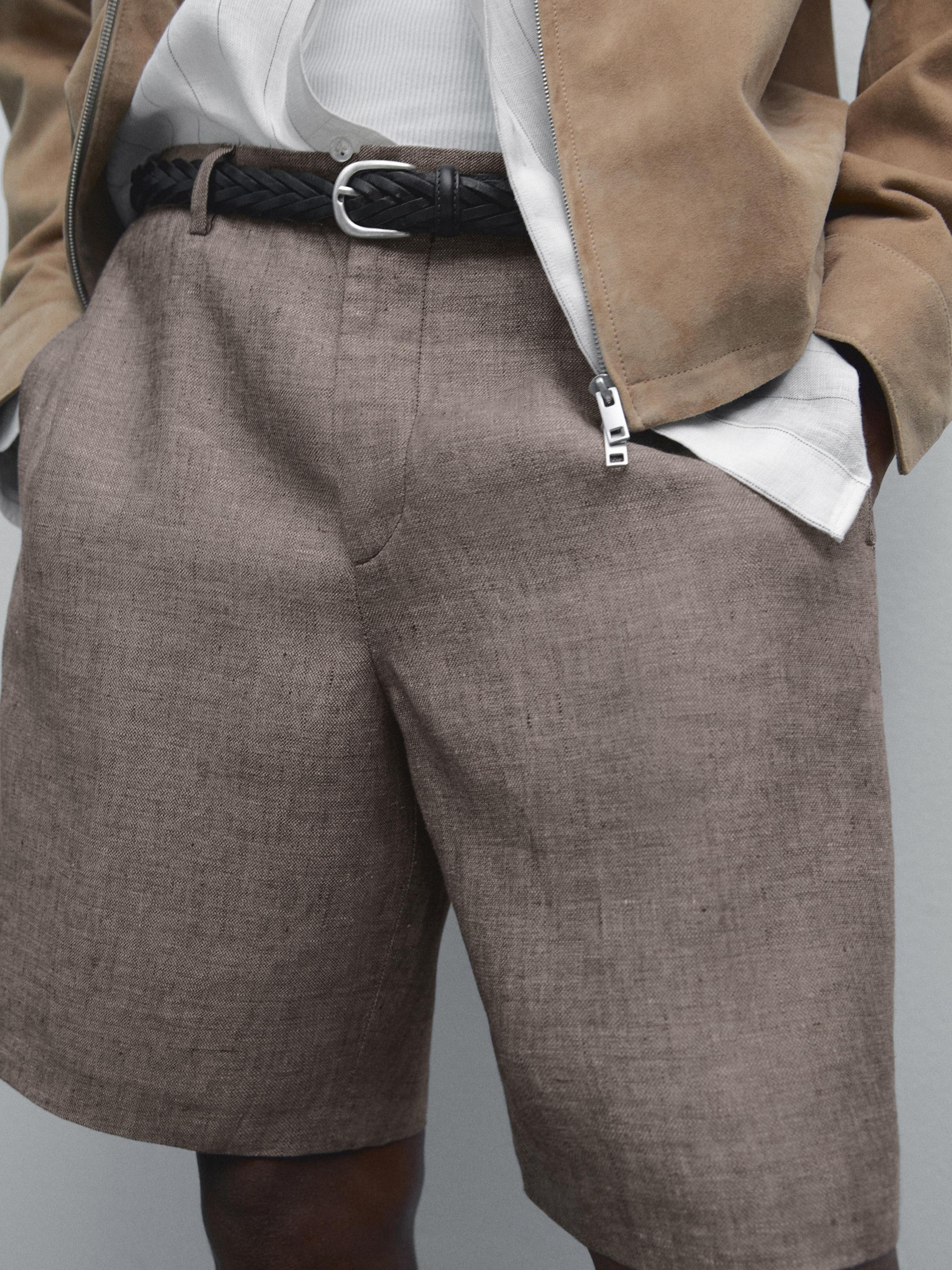 100% linen Bermuda shorts
