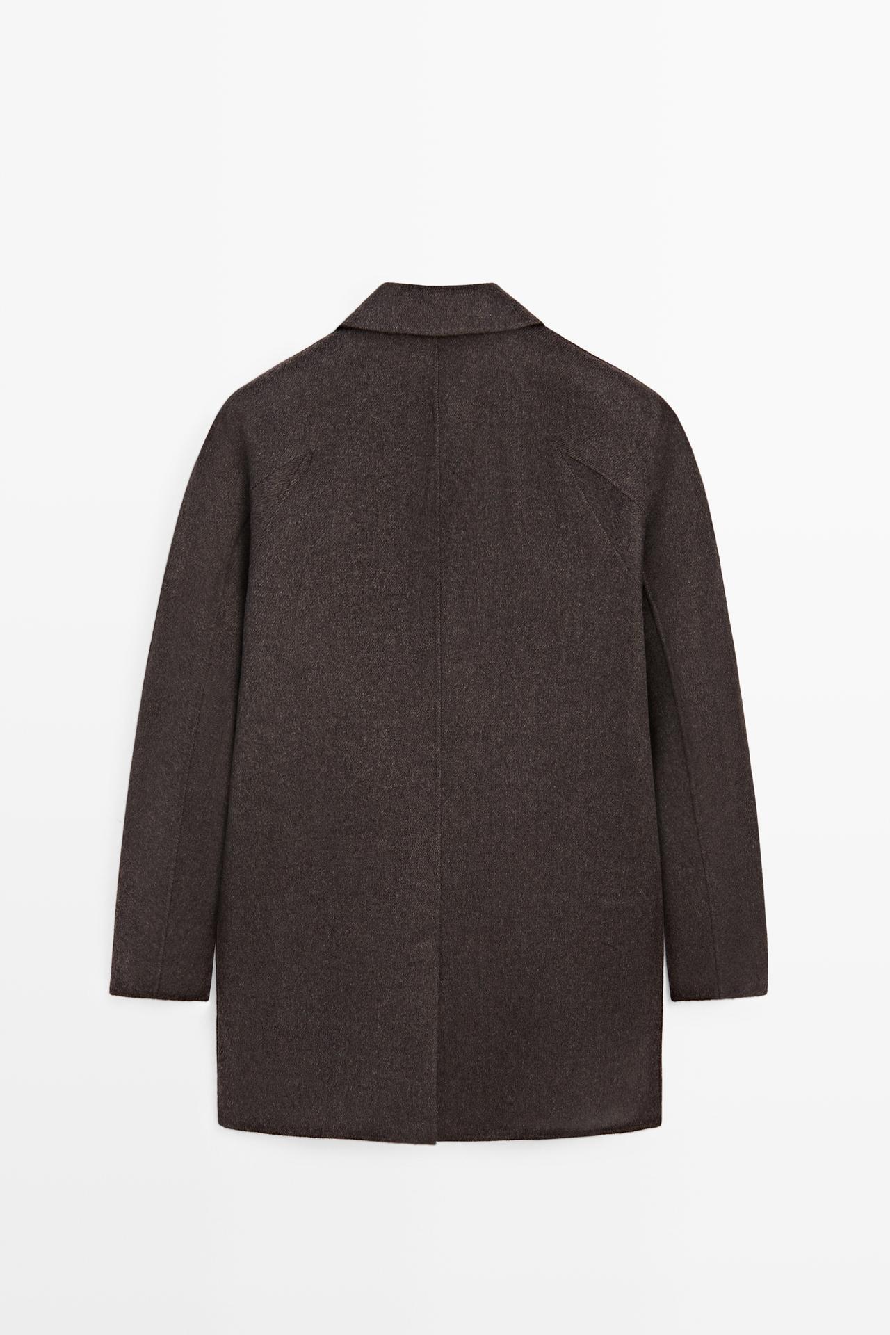 Double-faced wool blend short coat — GREY