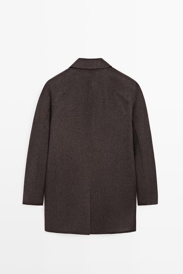 Double-faced wool blend short coat — GREY 6