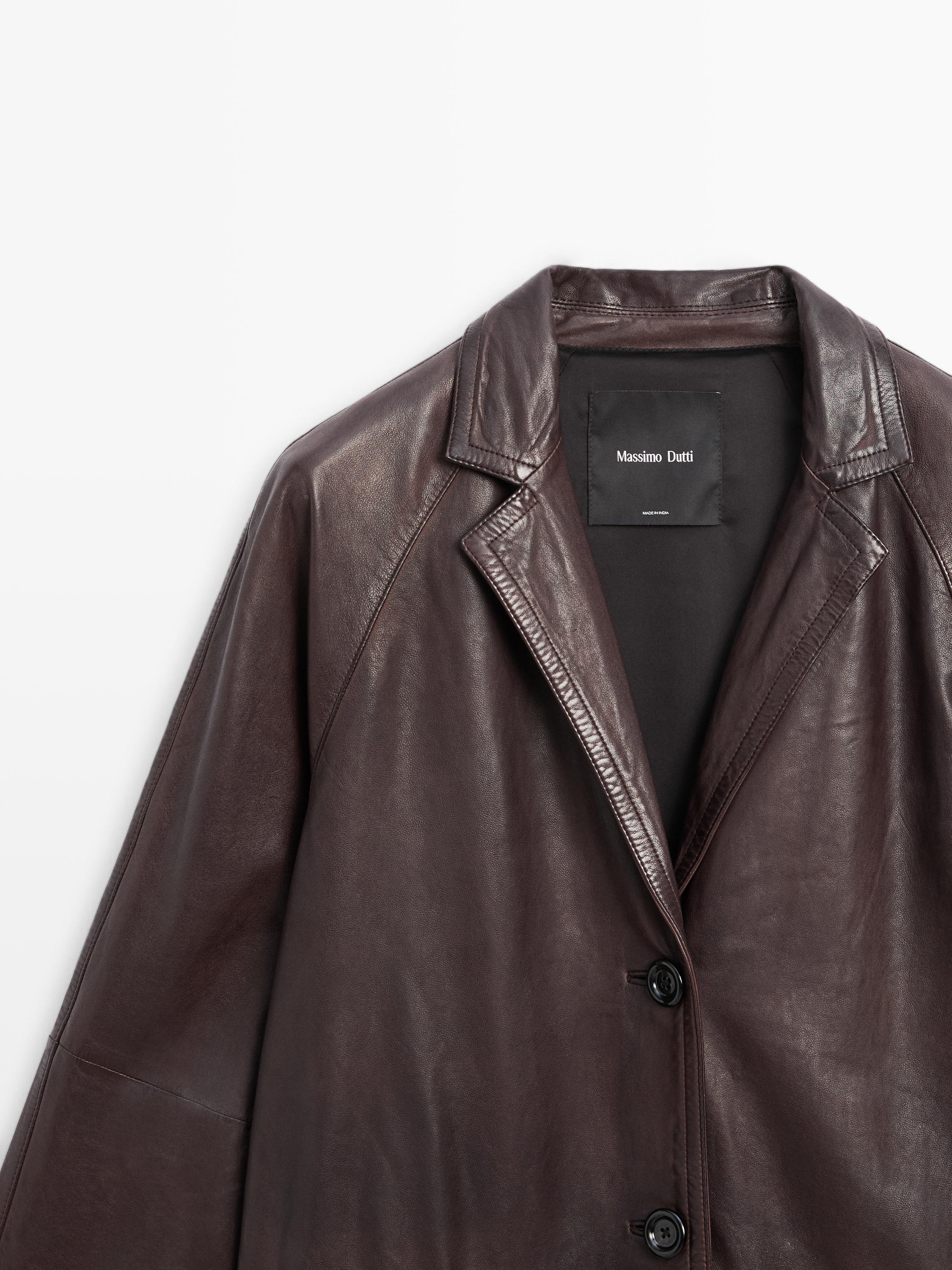 Manteau long en cuir nappa