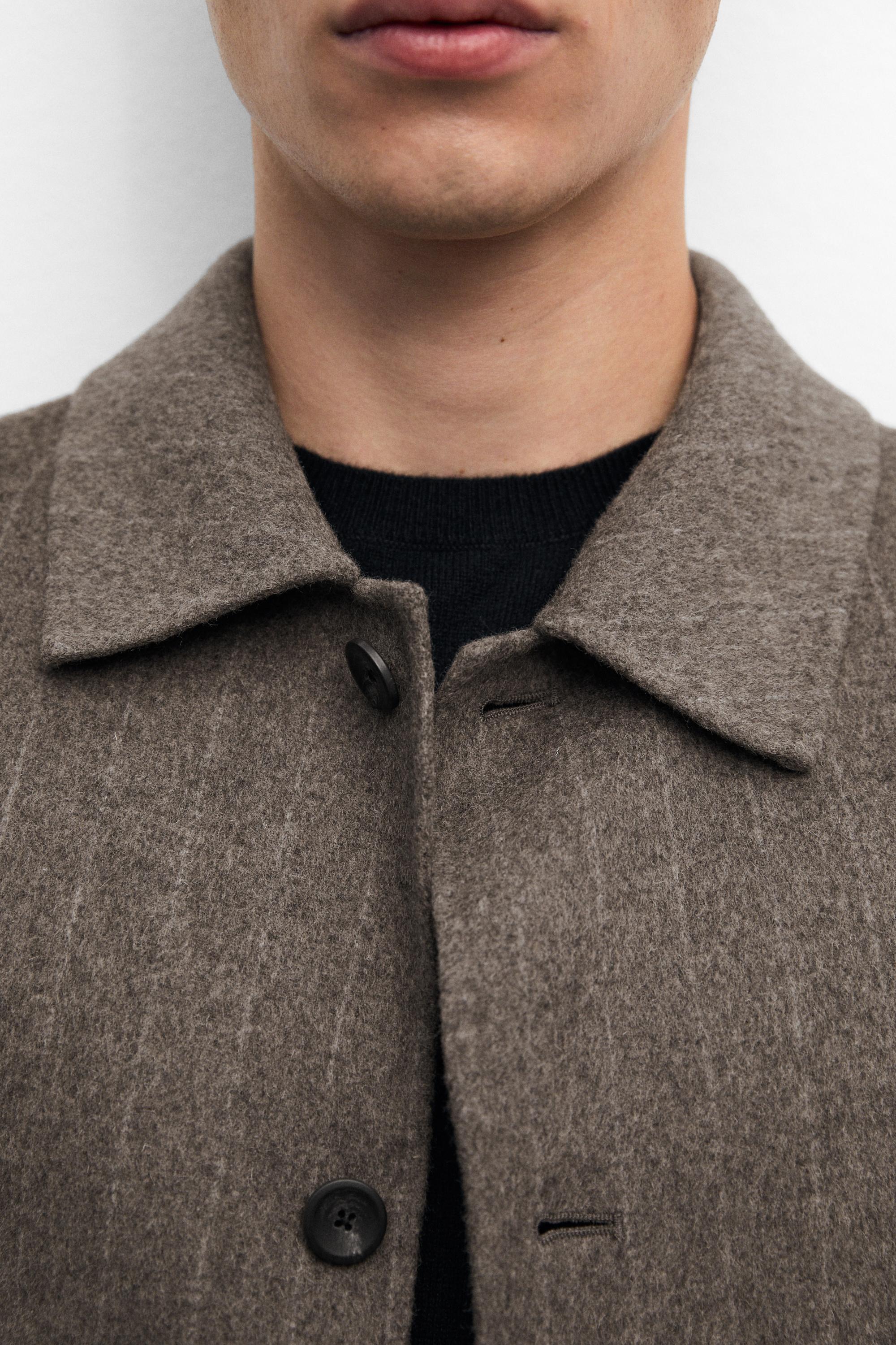 Striped double wool blend jacket — MINK