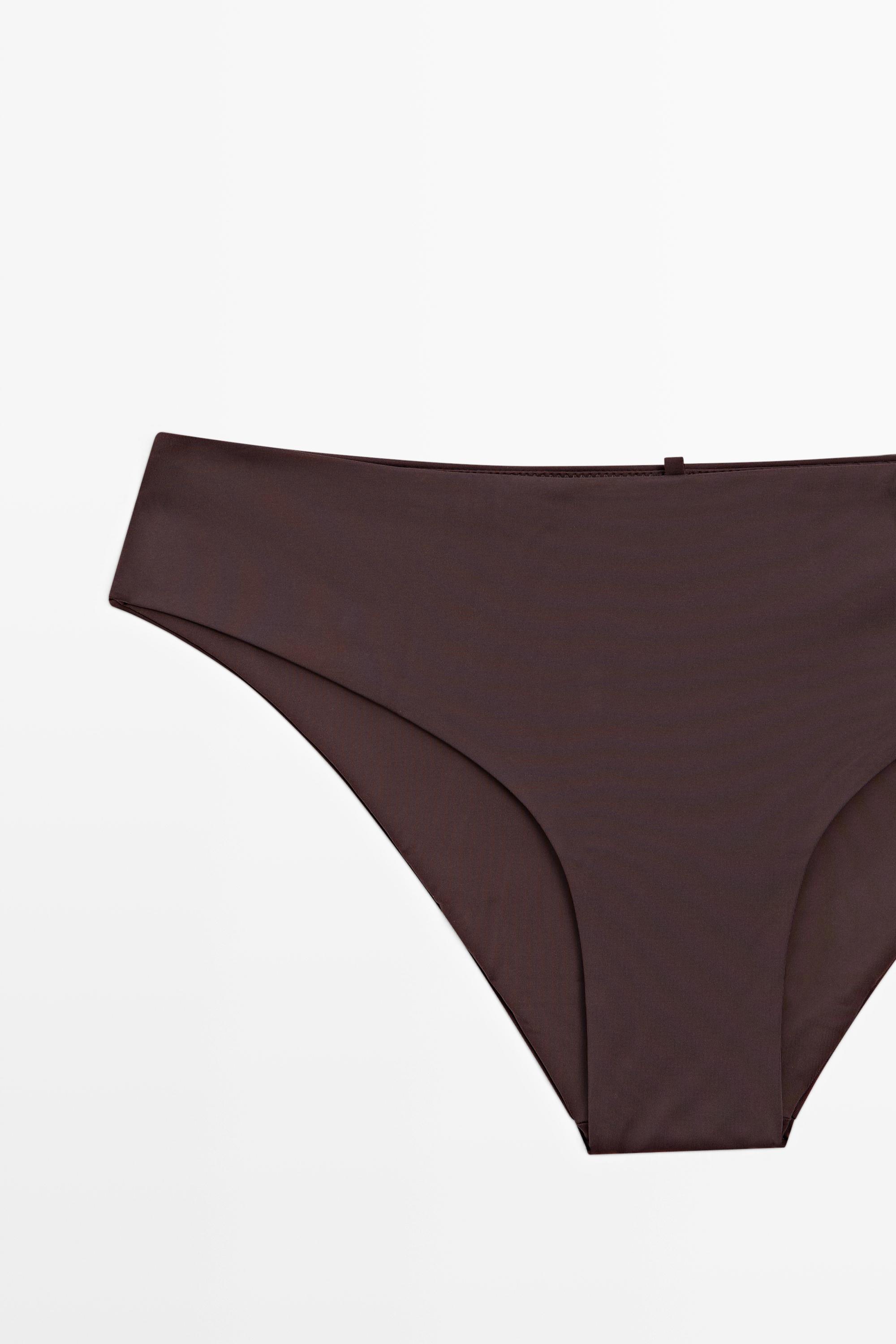 Bikini bottoms with gathered detail — BROWN