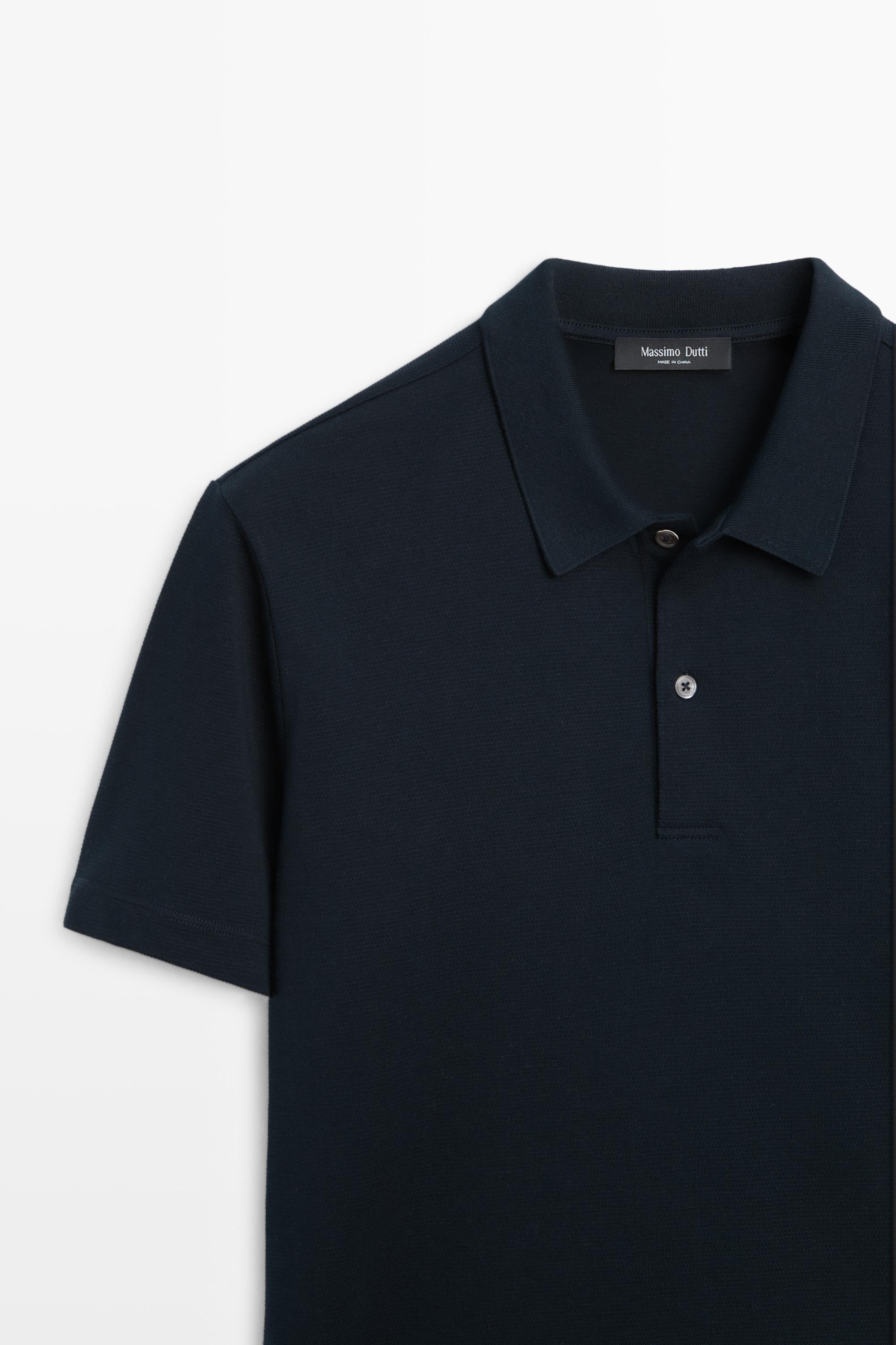 100% cotton structured polo shirt — NAVY BLUE