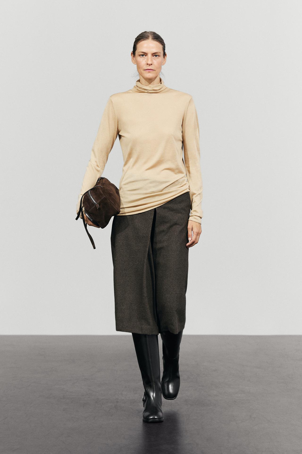 Wool blend skort — BROWN