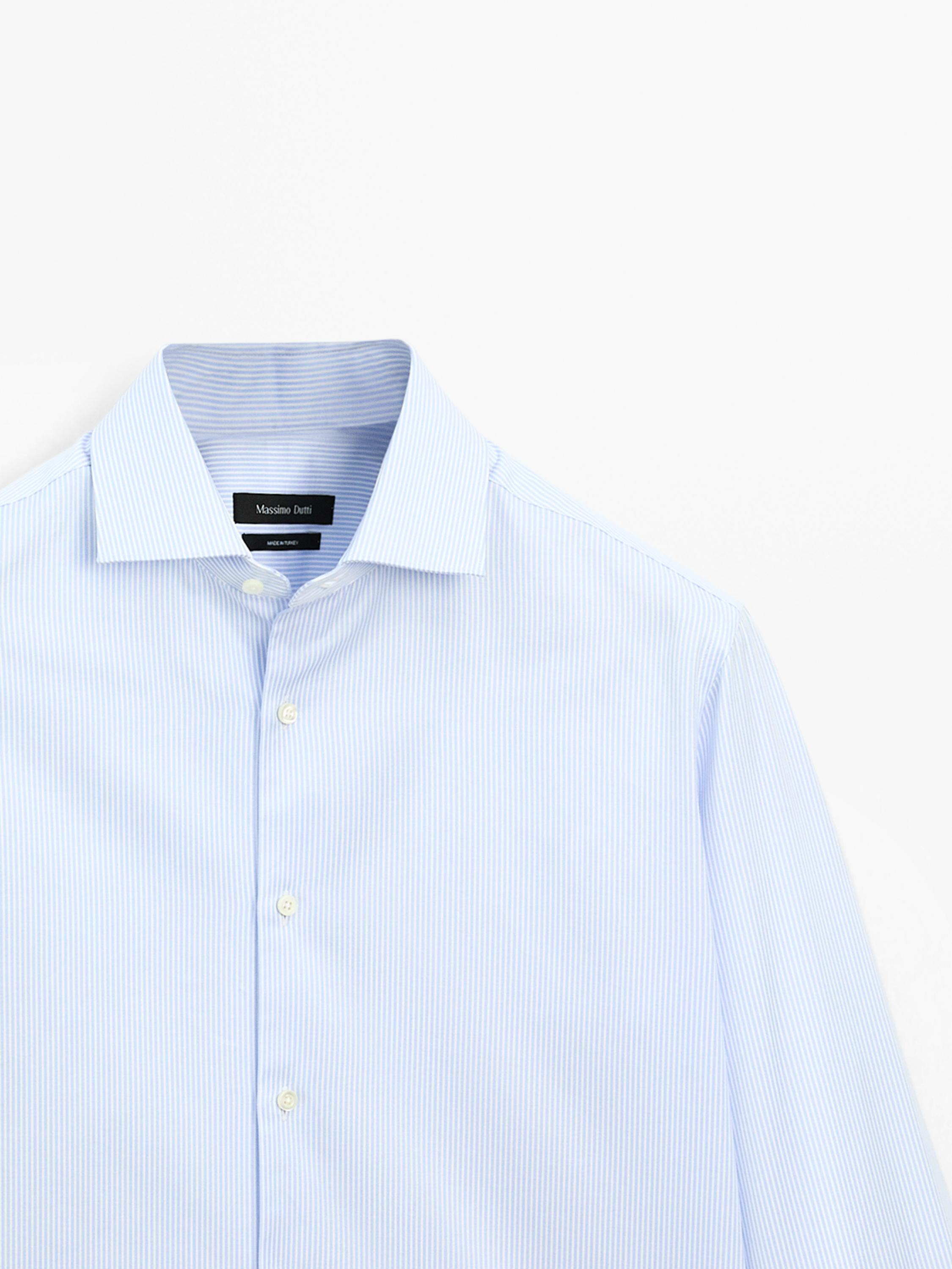 Camisa slim fit sarga rayas algodón