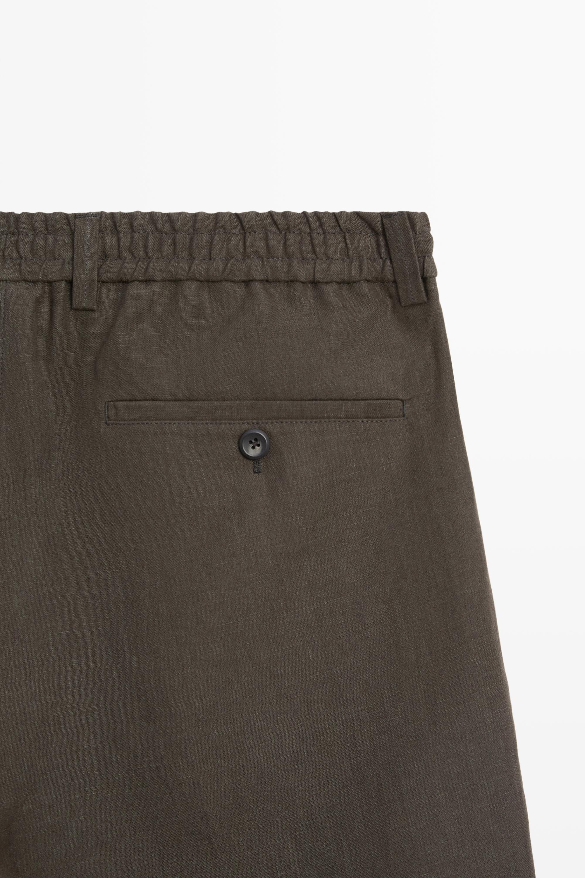 100% linen short Bermuda shorts — DARK GREEN