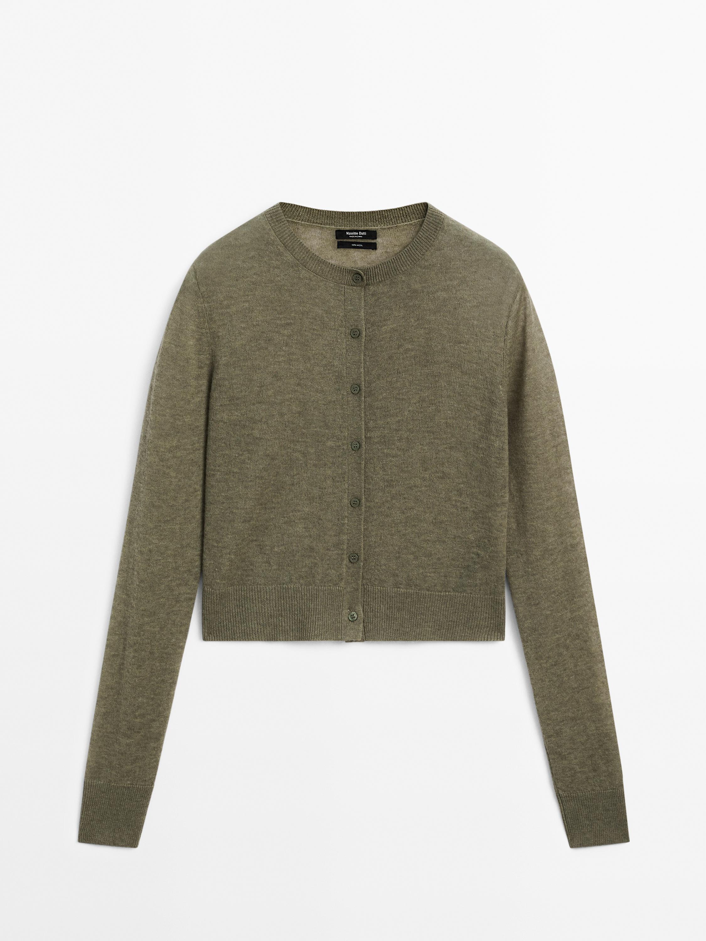 100% wool cutwork cardigan