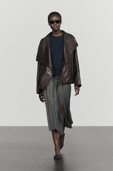Pleated wool-blend midi skirt — GREY 1
