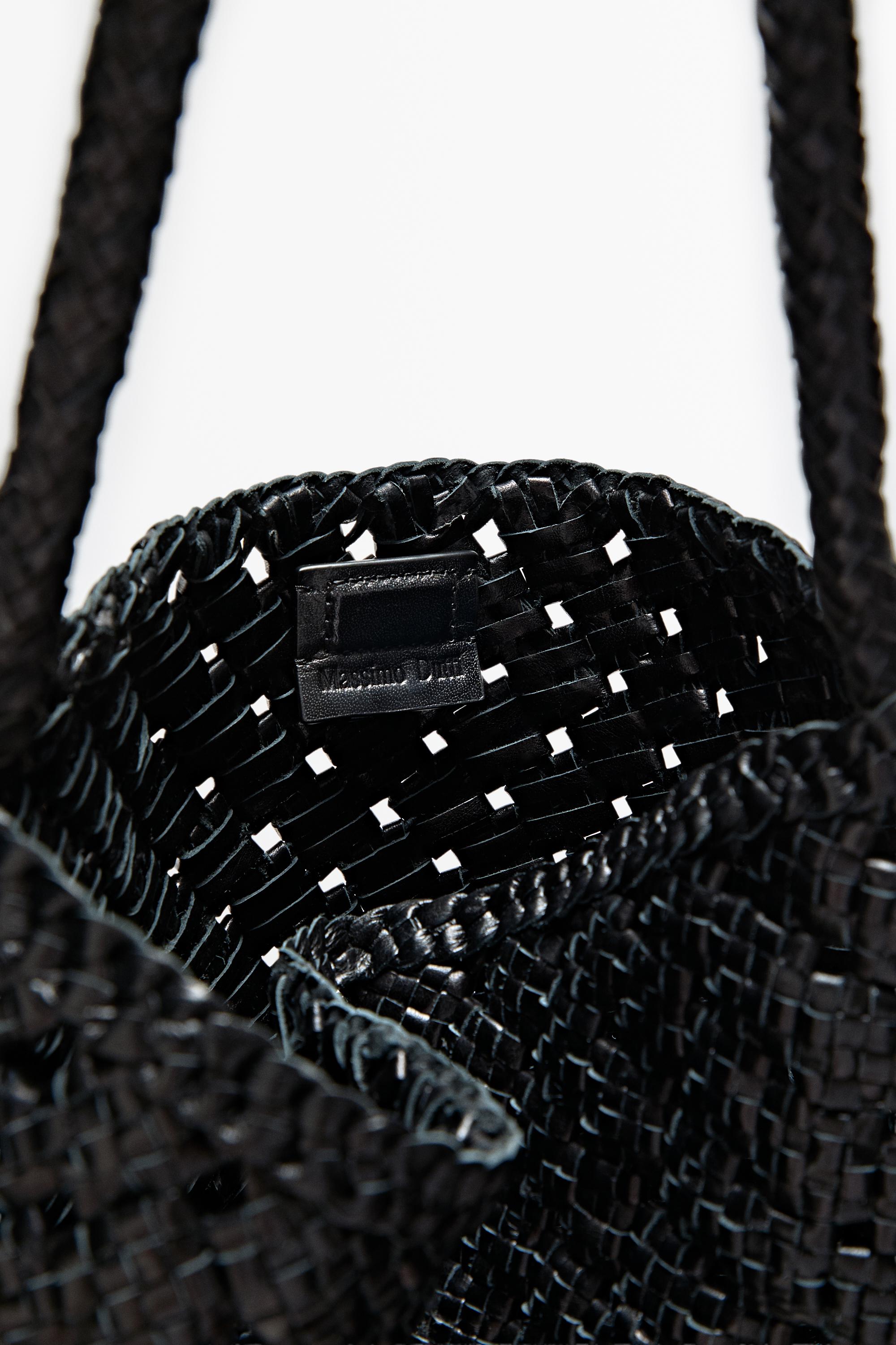 Braided nappa leather bag — BLACK