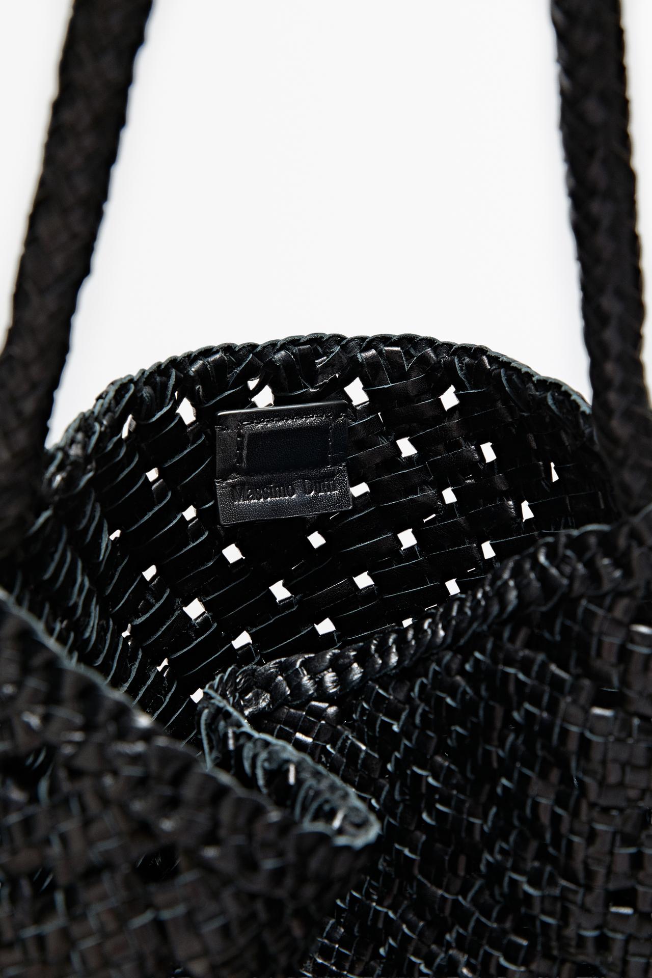 Braided nappa leather bag — BLACK