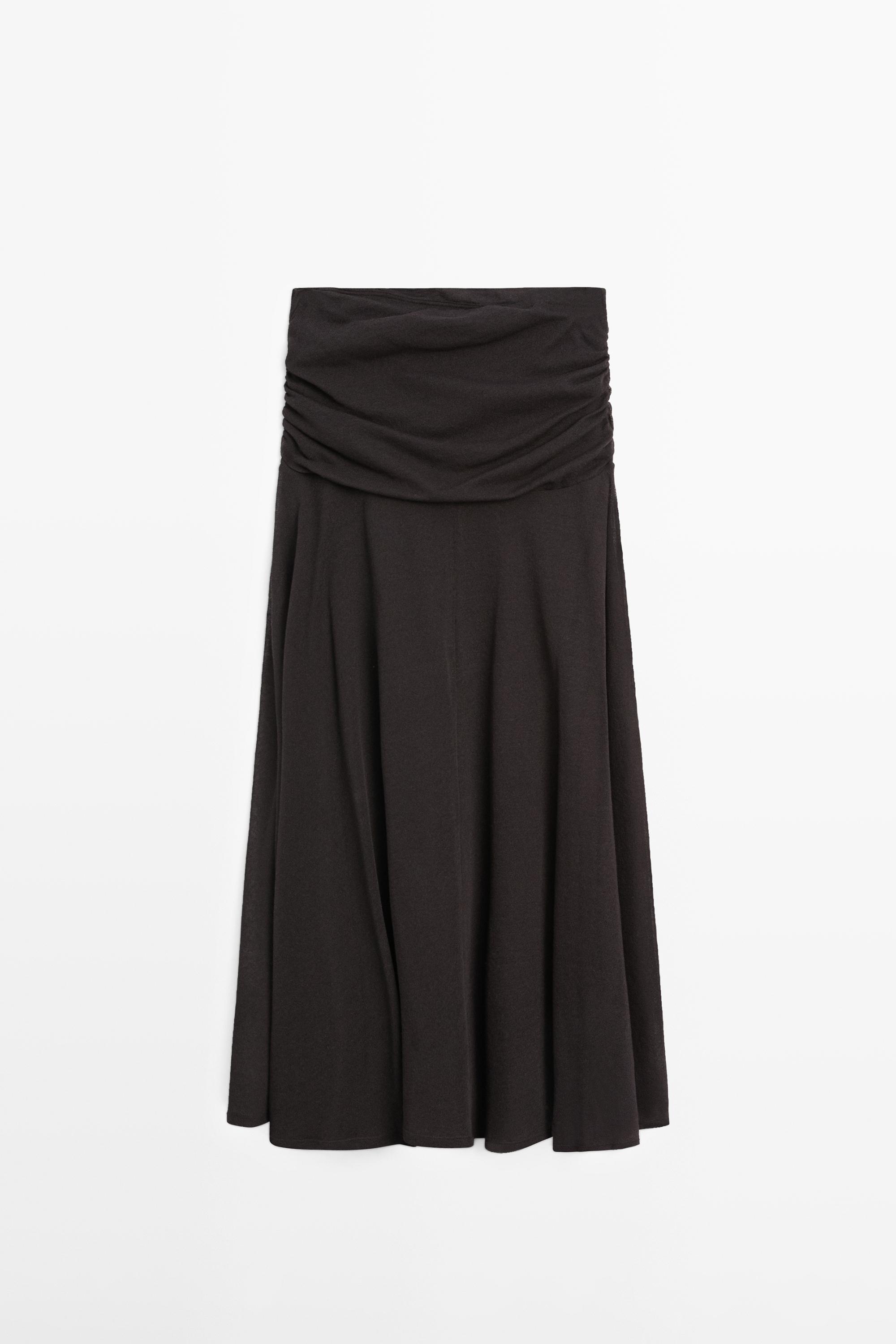 Gathered flared midi skirt