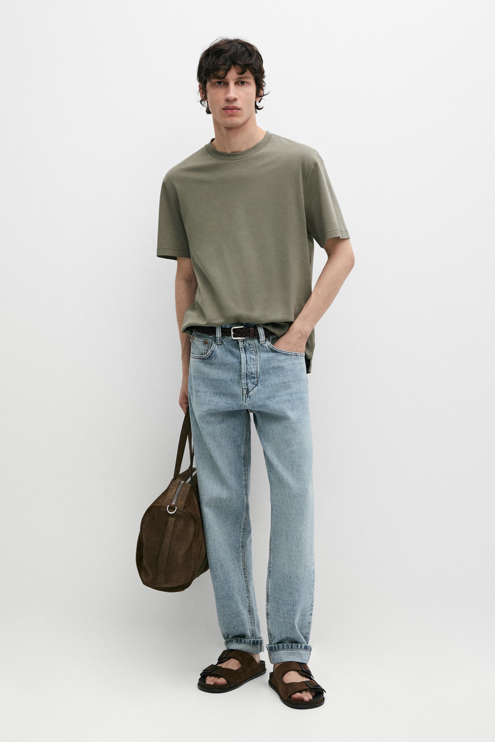 100% cotton short-sleeve T-shirt — PALE KHAKI